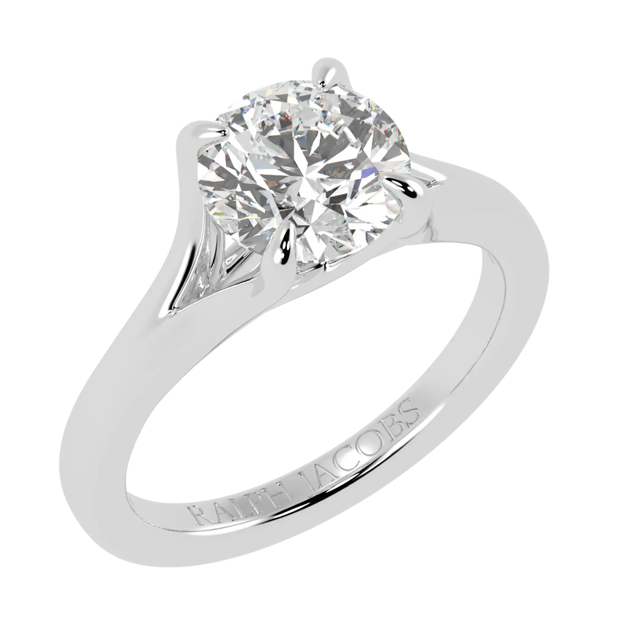 Bague de fiançailles solitaire en or blanc 9 carats avec moissanite Poppy