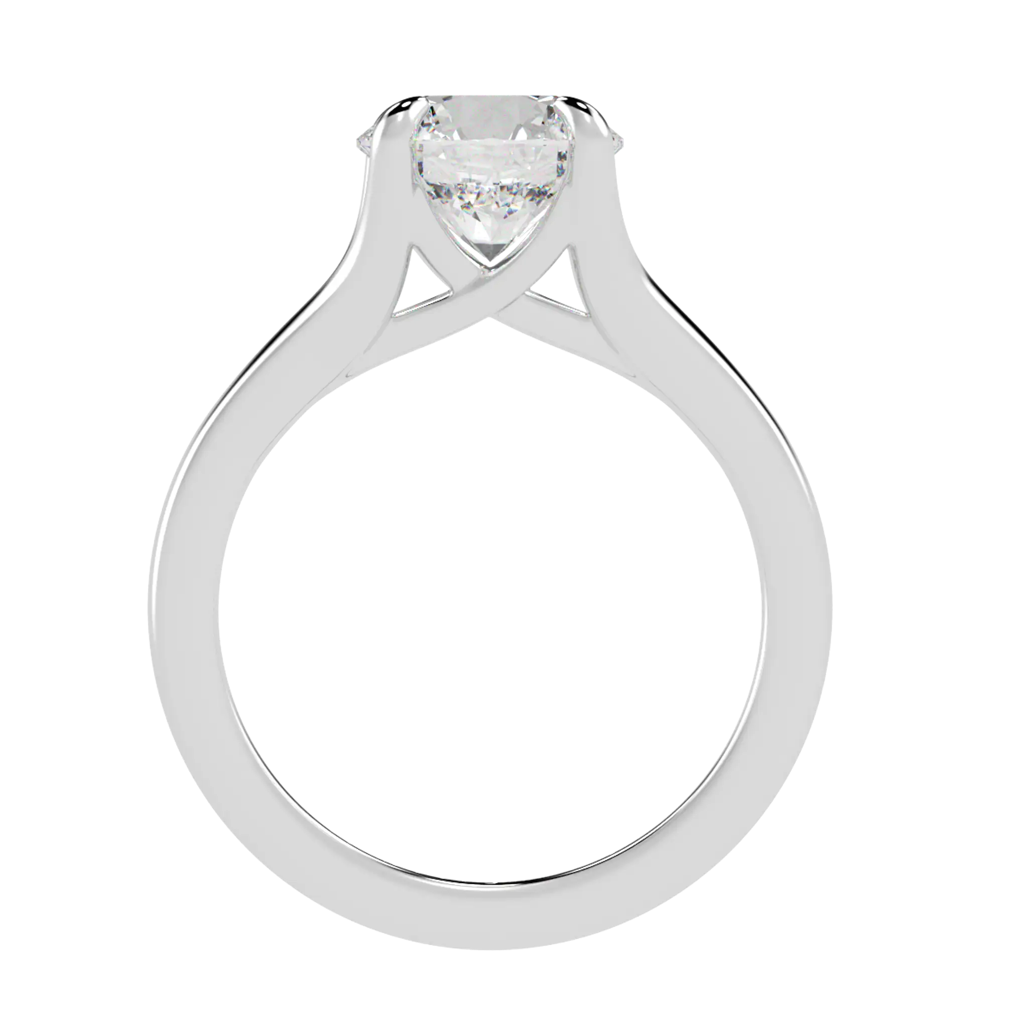 Bague de fiançailles solitaire en or blanc 18 carats avec coquelicot