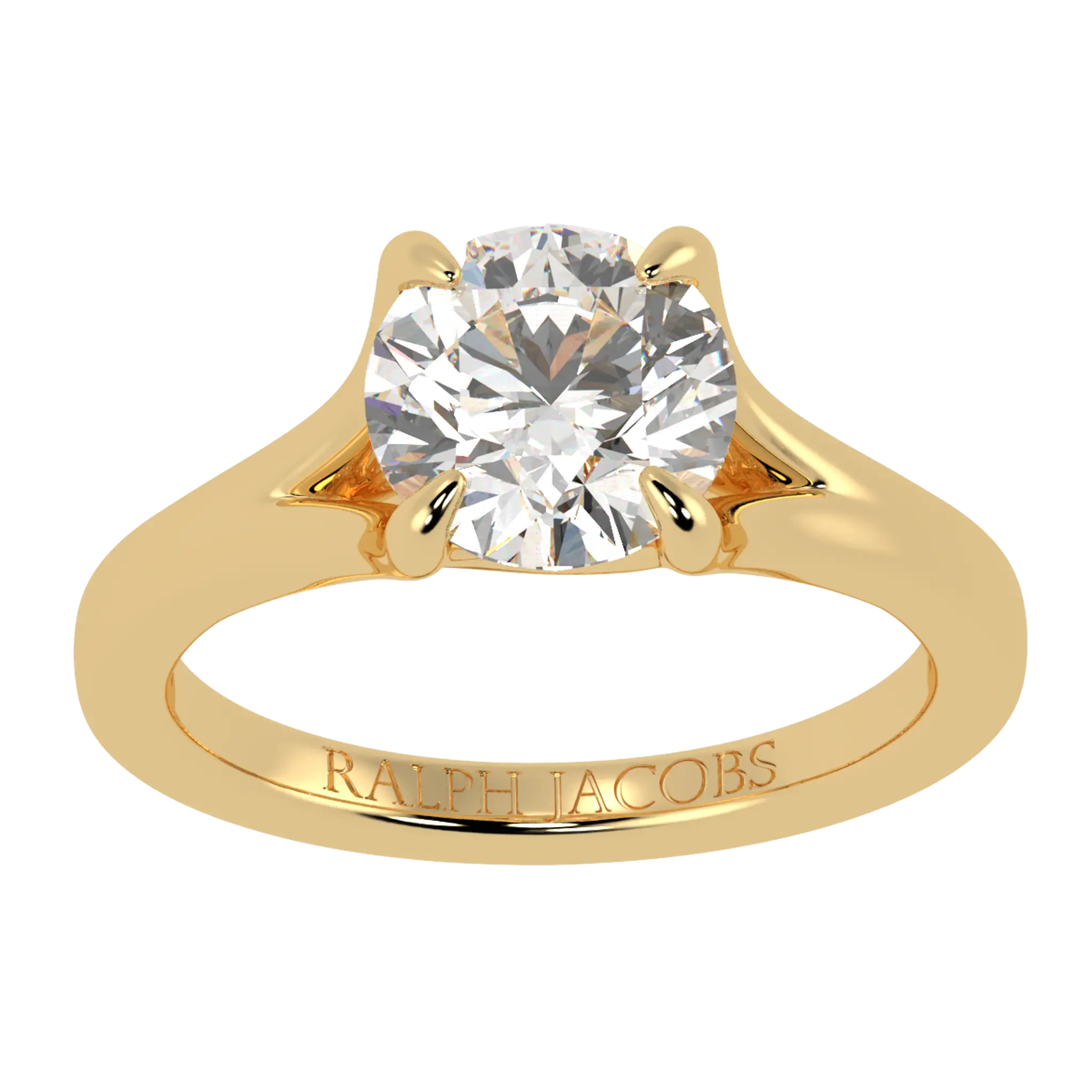 Bague de fiançailles solitaire en or jaune 18 carats avec moissanite Poppy