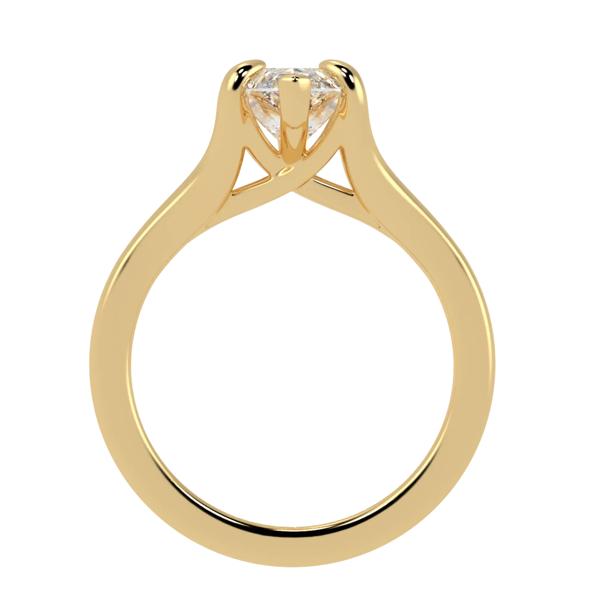 Bague de fiançailles solitaire en or jaune 9 carats avec coquelicot | Forme marquise