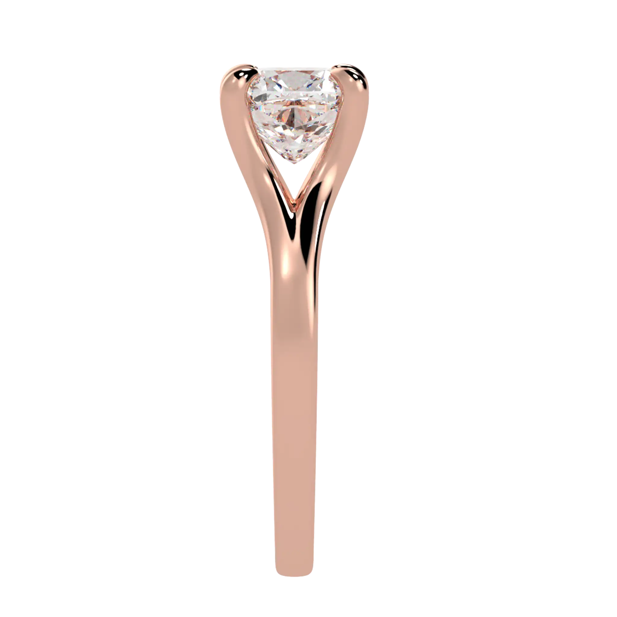 Bague de fiançailles solitaire en or rose 14 carats avec moissanite Poppy | Forme coussin