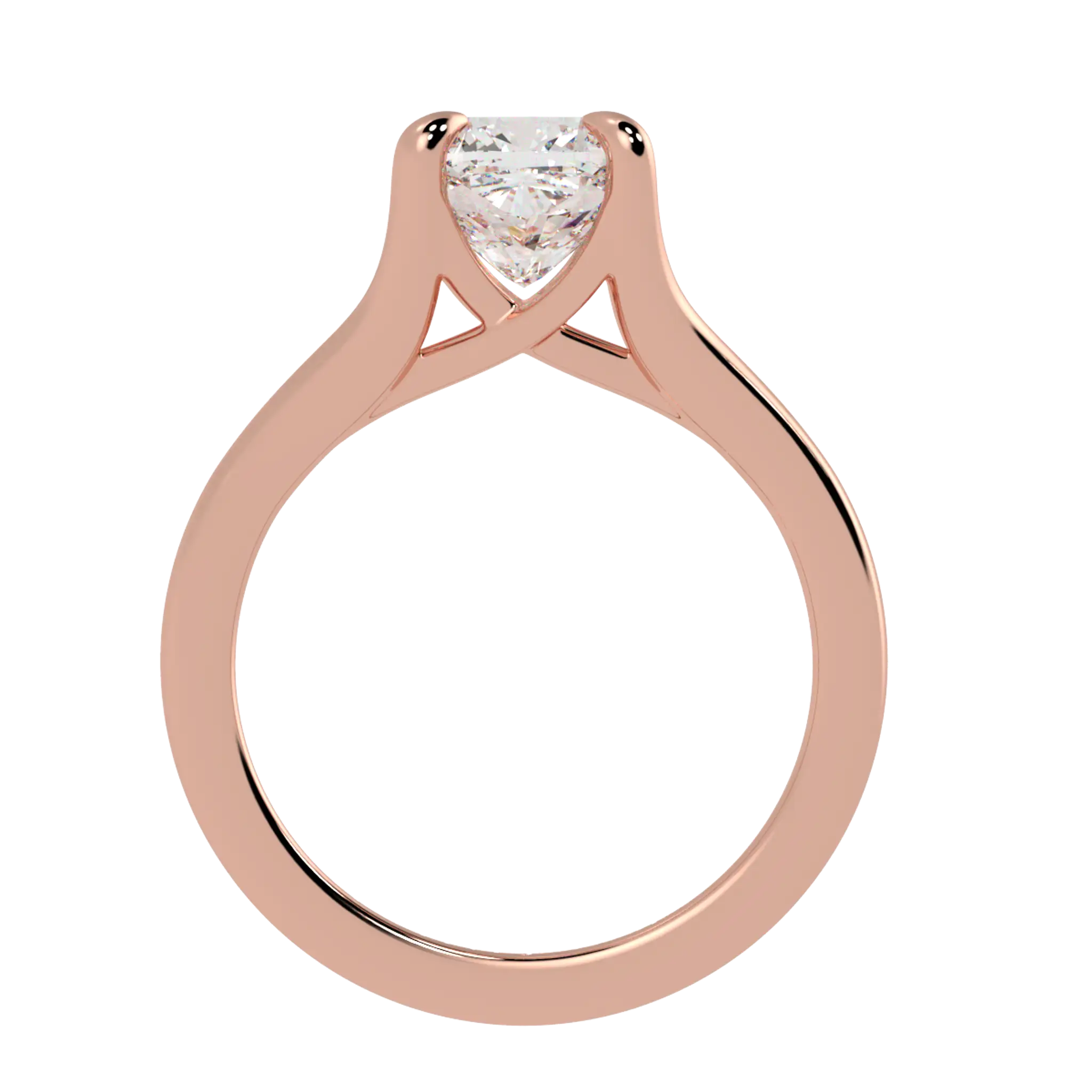 Bague de fiançailles solitaire en or rose 14 carats avec coquelicot | Forme coussin