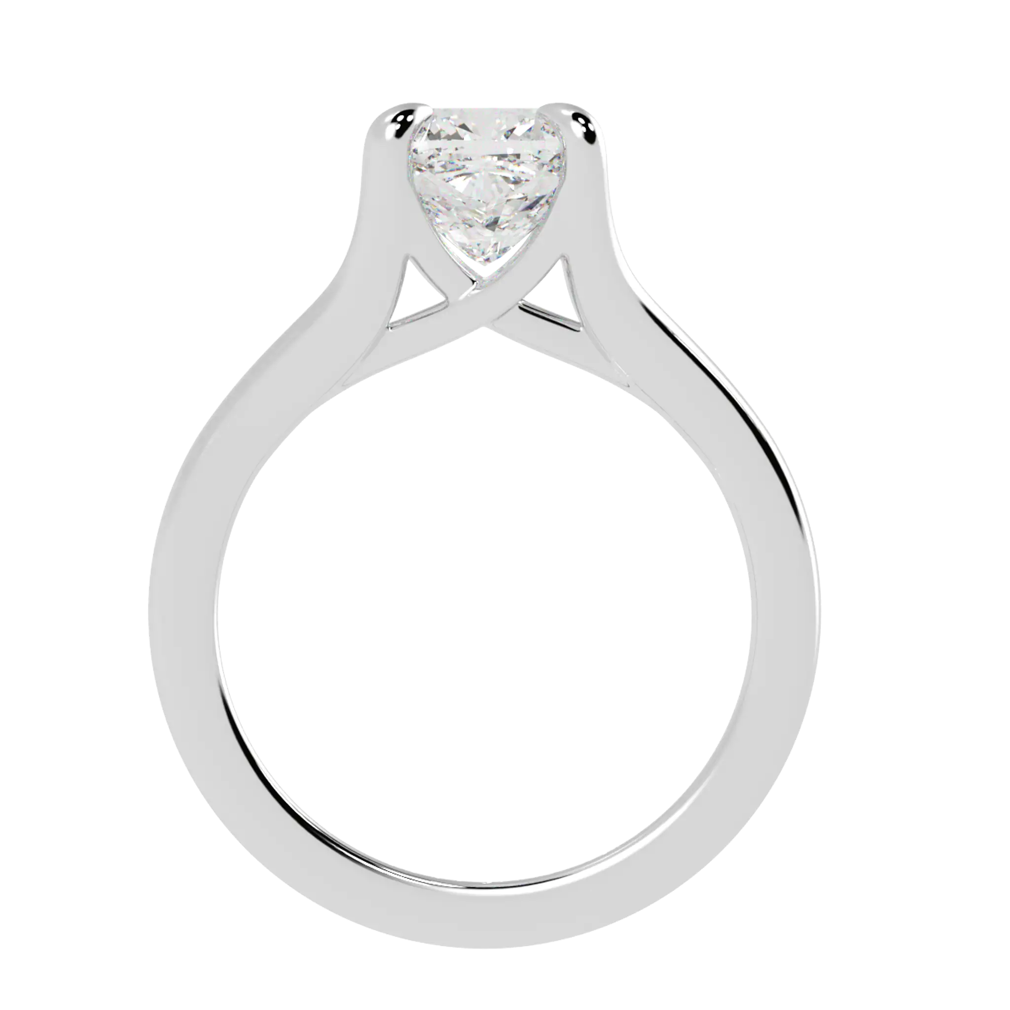 Bague de fiançailles solitaire en or blanc 18 carats avec coquelicot | Forme coussin