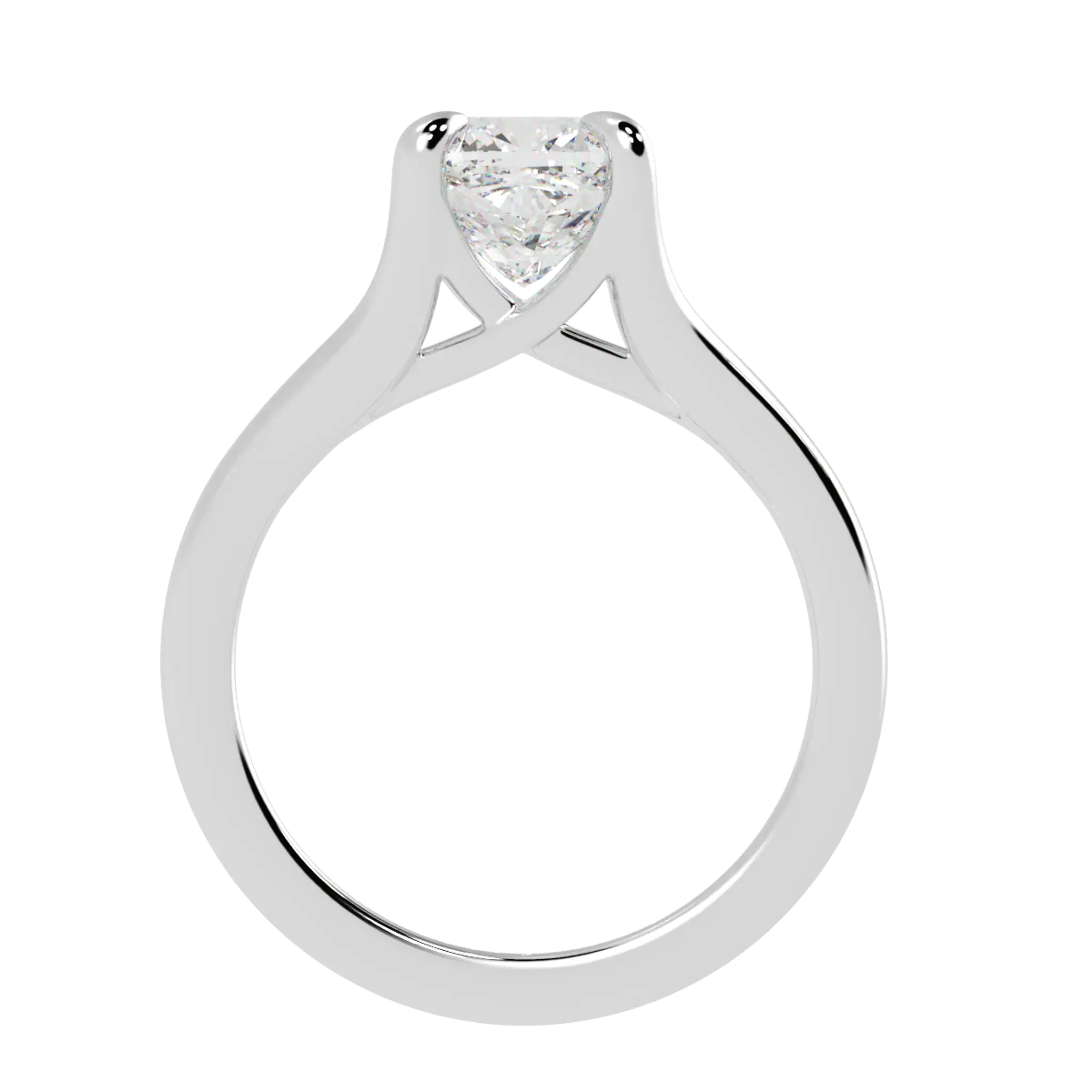 Bague de fiançailles solitaire en or blanc 18 carats avec moissanite Poppy | Forme coussin