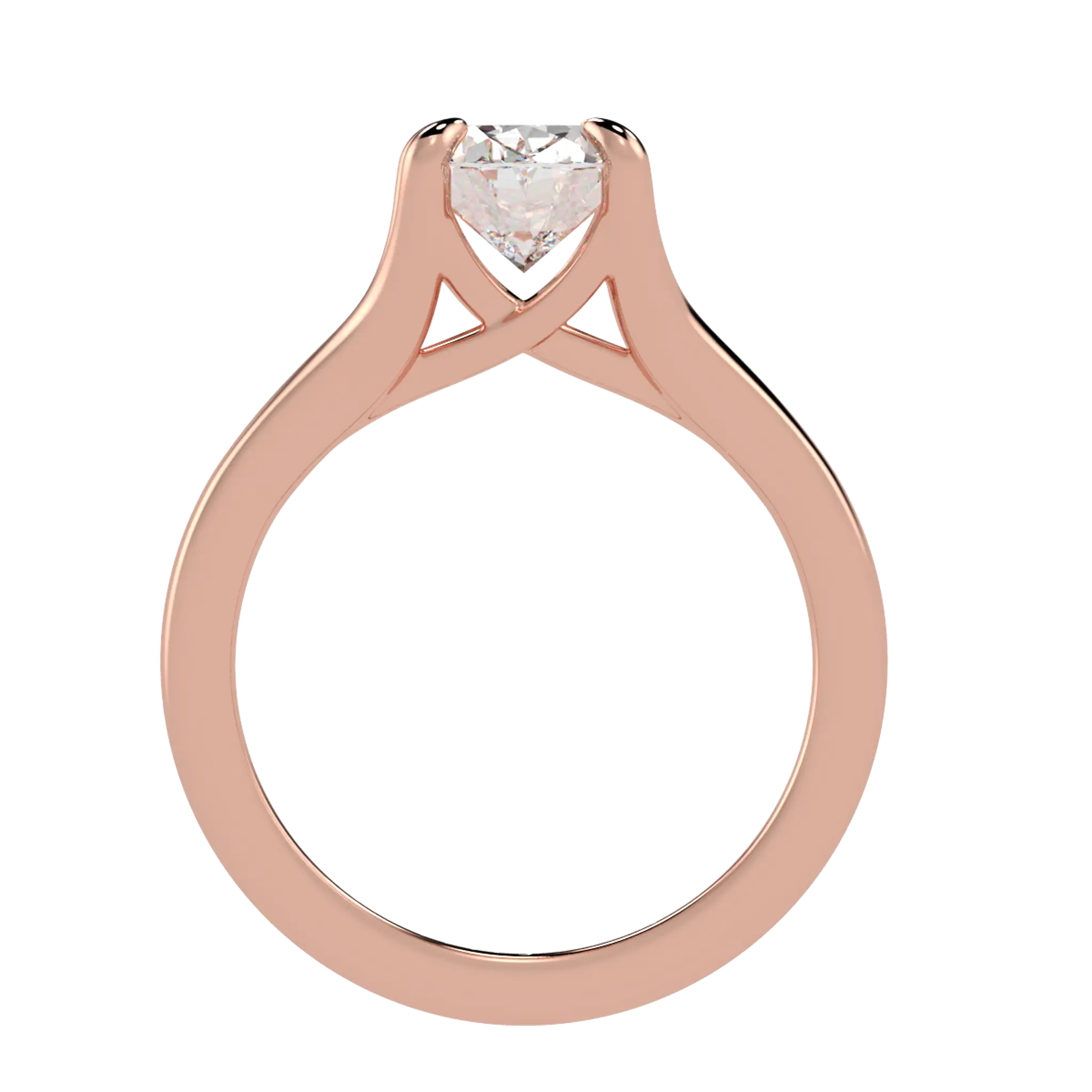 Bague de fiançailles en or rose 14 carats avec solitaire en moissanite Poppy | Forme ovale