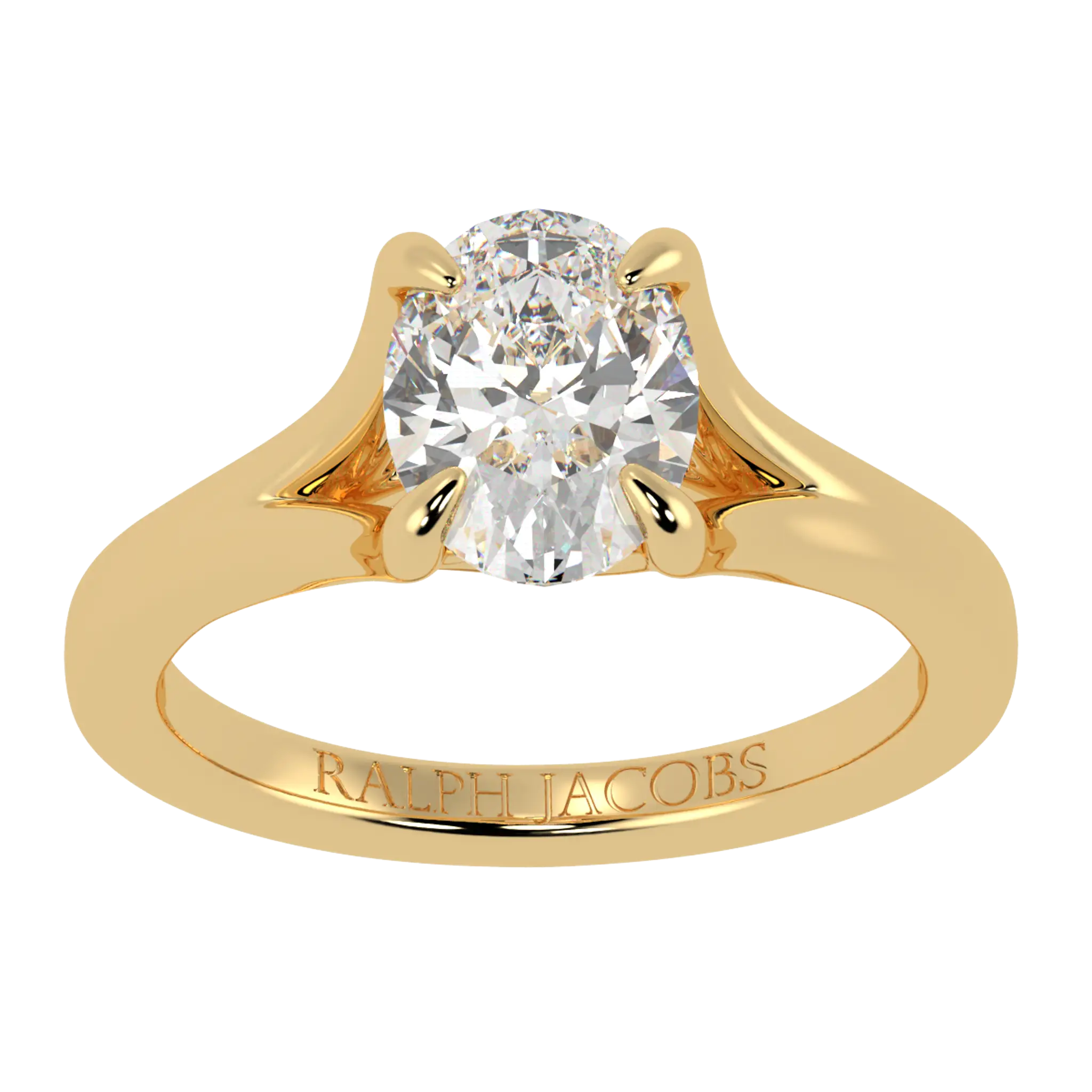 Bague de fiançailles solitaire en or jaune 9 carats avec coquelicot | Forme ovale