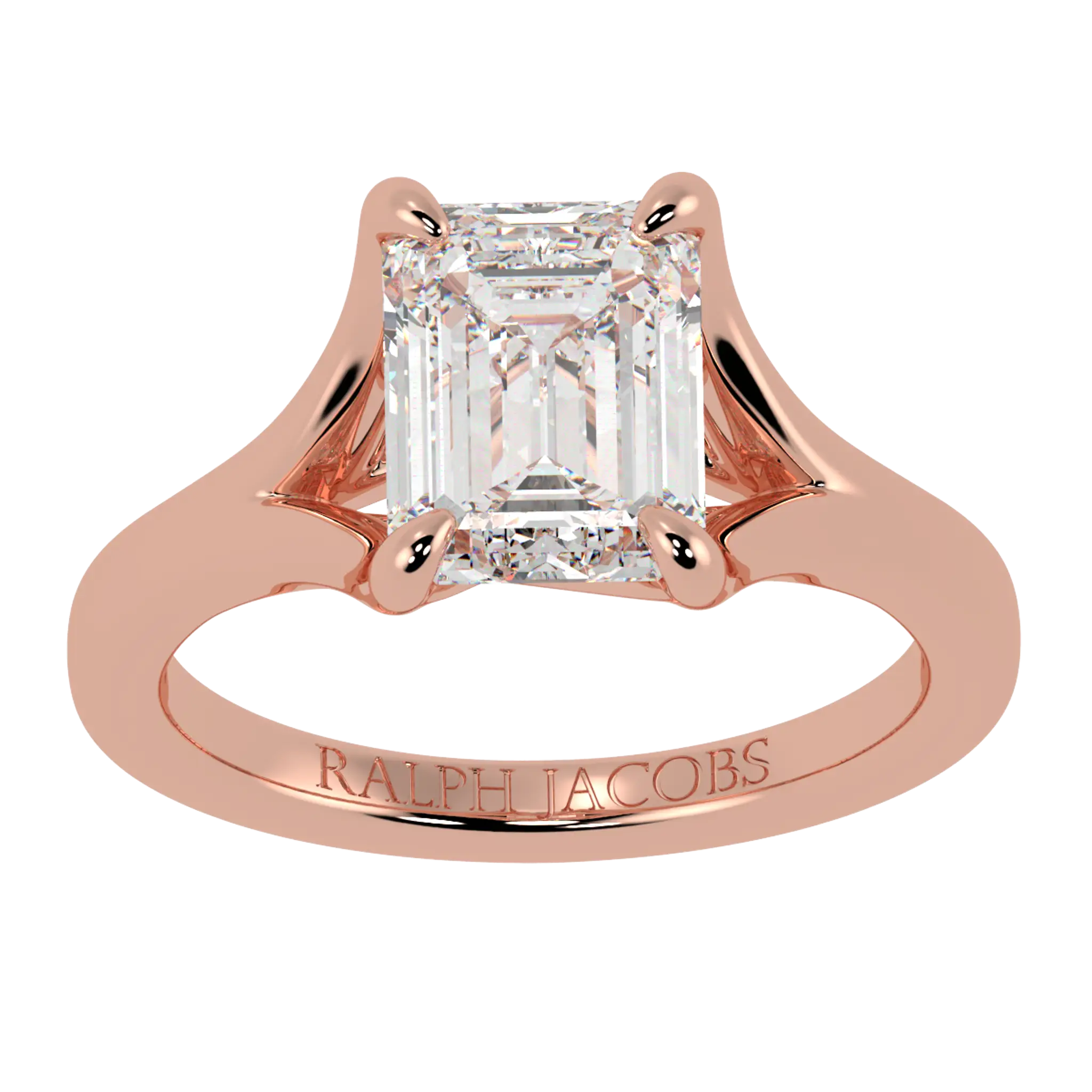 Bague de fiançailles solitaire en moissanite rose 14 carats Poppy | Forme émeraude