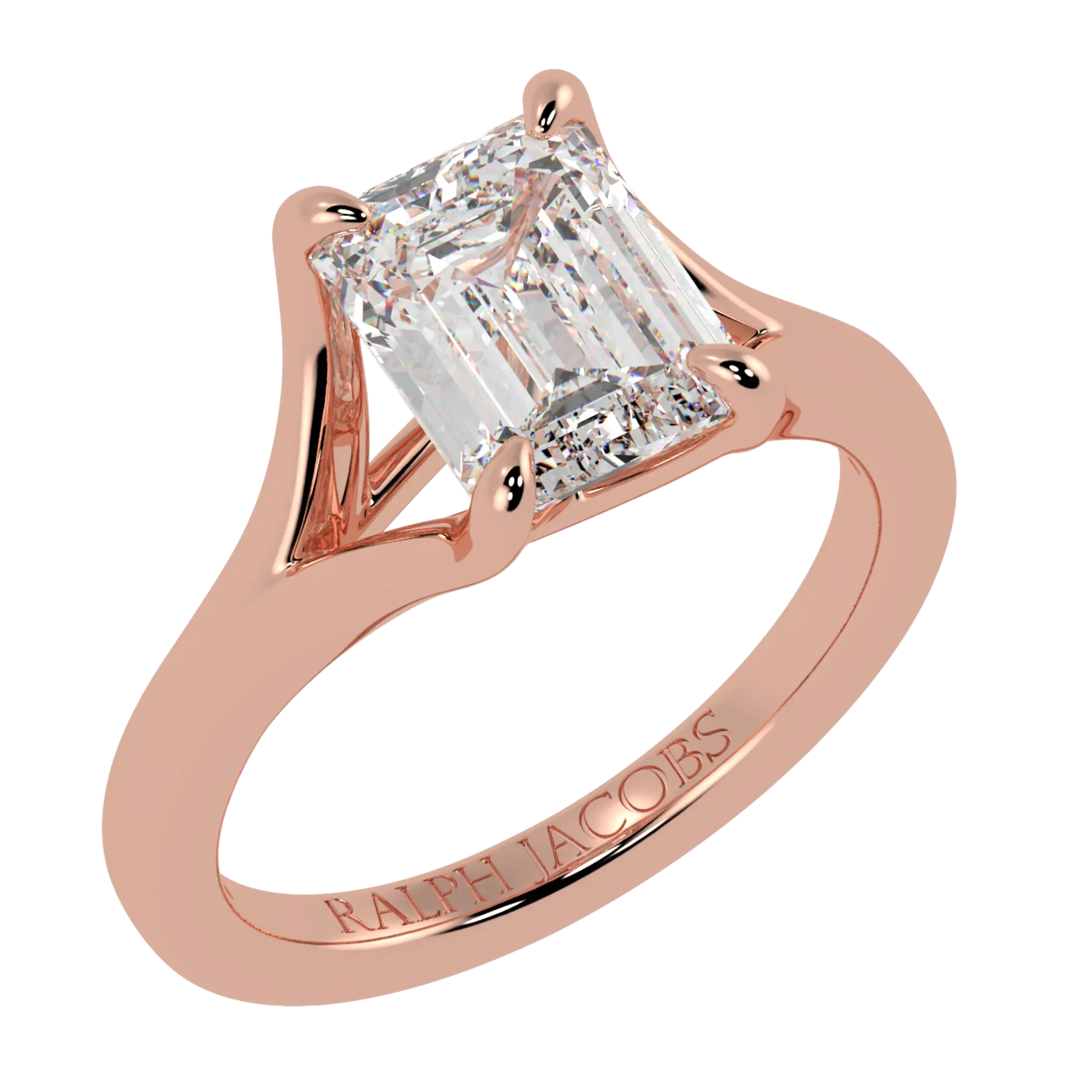 Bague de fiançailles solitaire en moissanite rose 14 carats Poppy | Forme émeraude