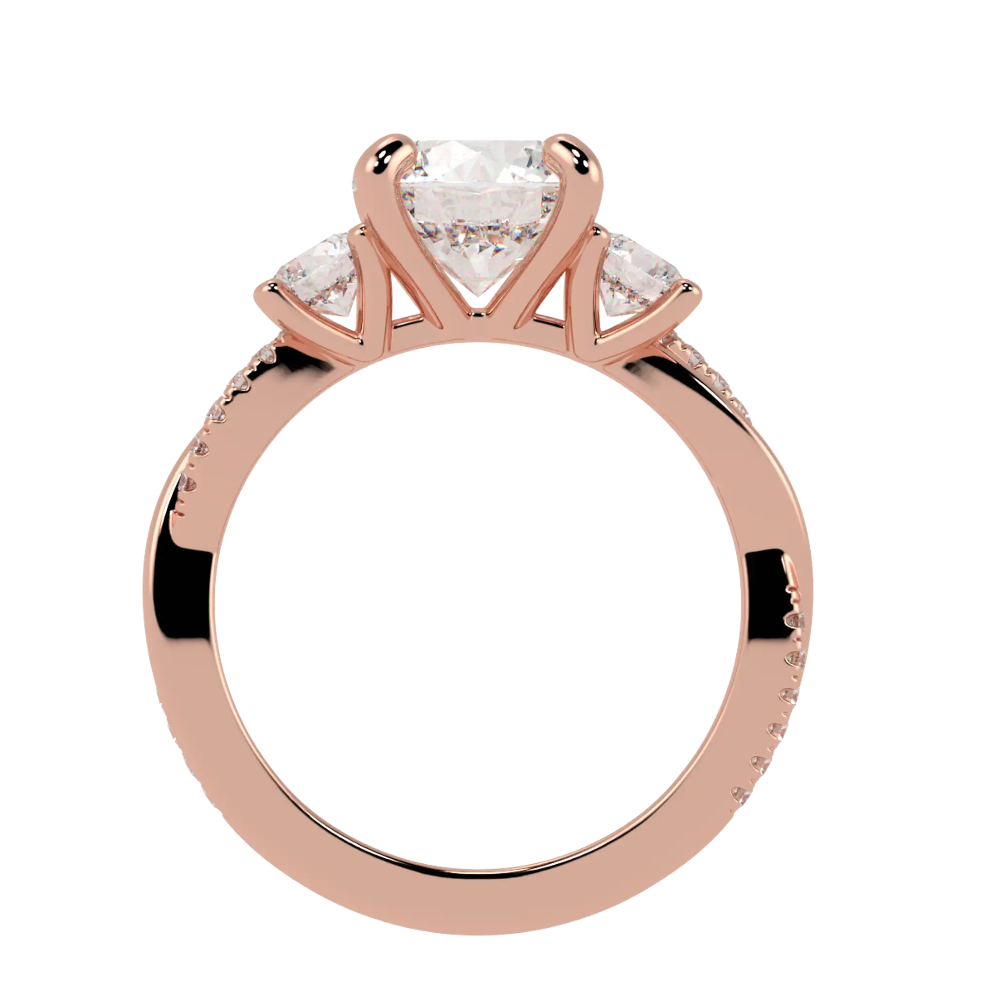 Jasmine 14K Rose Gold Three Stone Engagement Ring