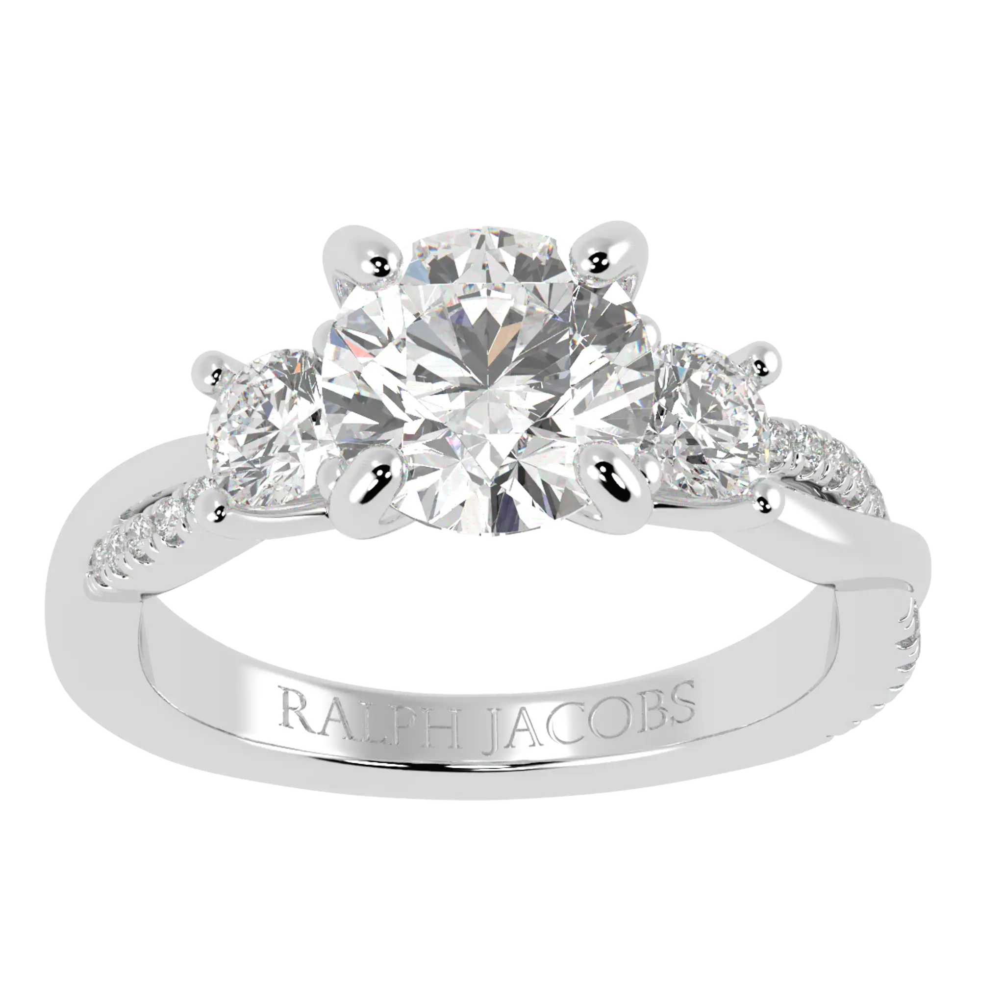 Jasmine 9K White Gold Three Stone Engagement Ring