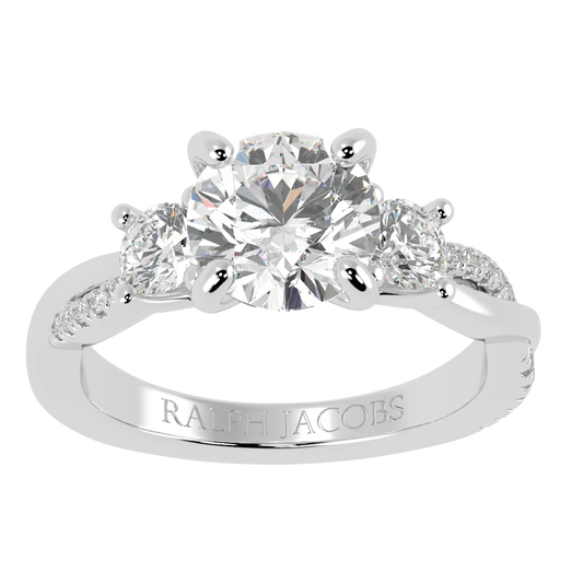 Jasmine 9K White Gold Three Stone Engagement Ring