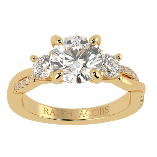 Jasmine 9K Yellow Gold Three Stone Engagement Ring