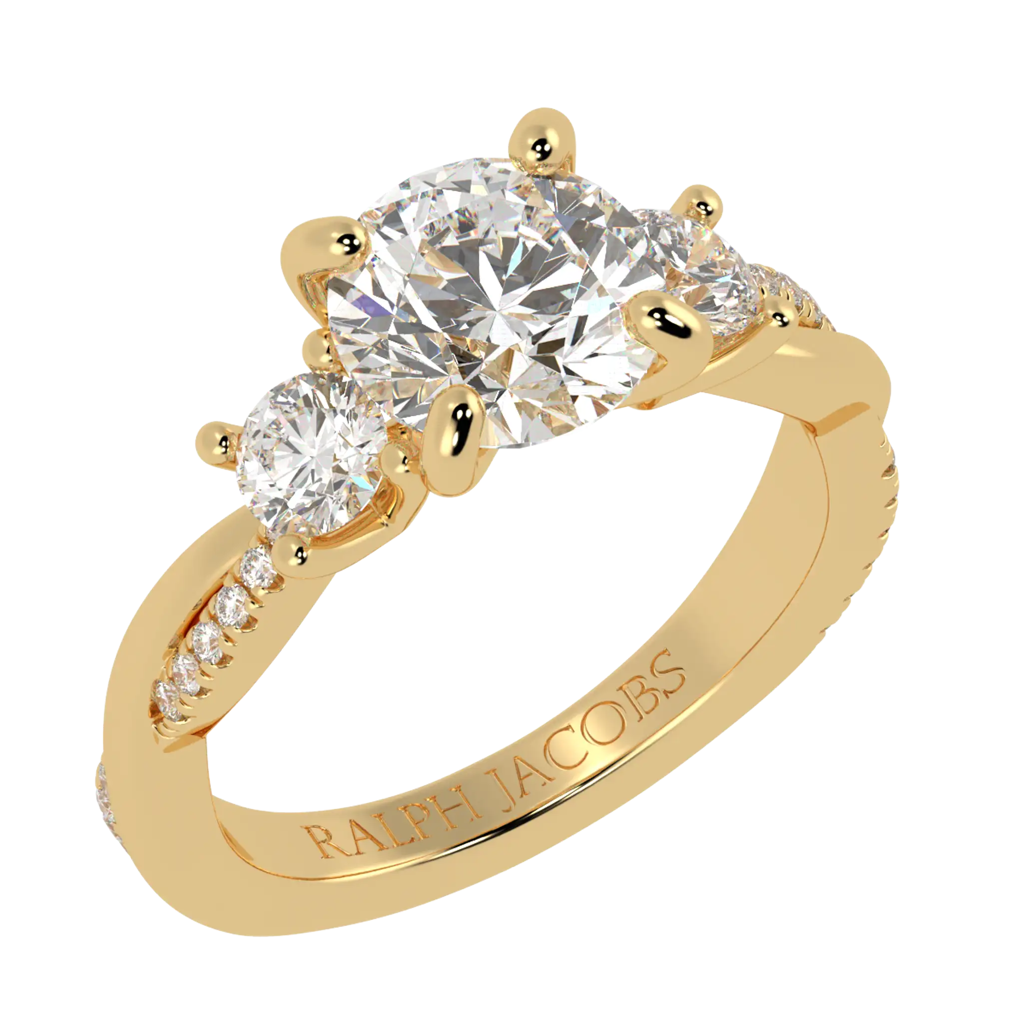 Jasmine 9K Yellow Gold Three Stone Engagement Ring