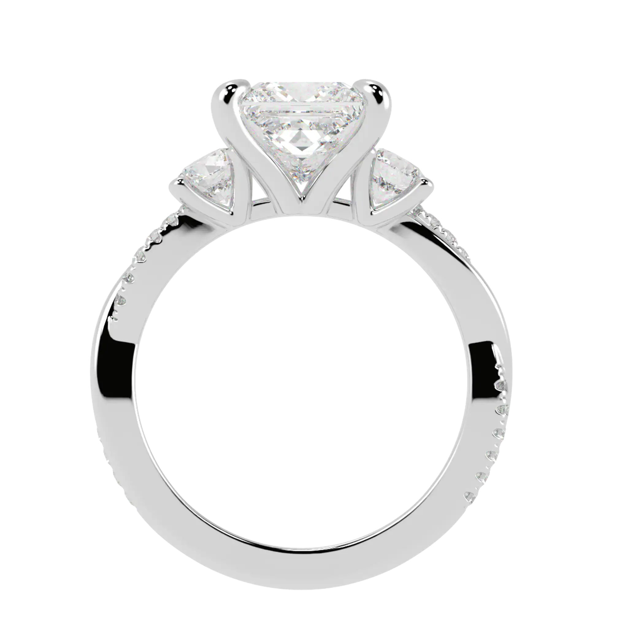 Jasmine Platinum Three Stone Engagement Ring | Princess Shape