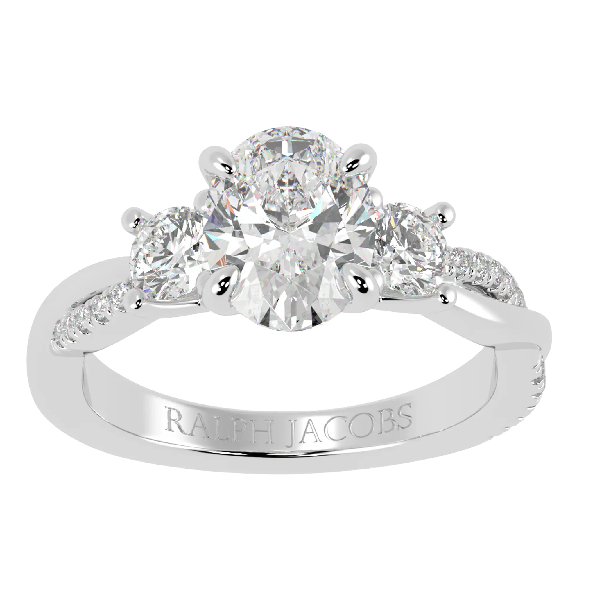 Jasmine Platinum Three Stone Engagement Ring | Oval Shape