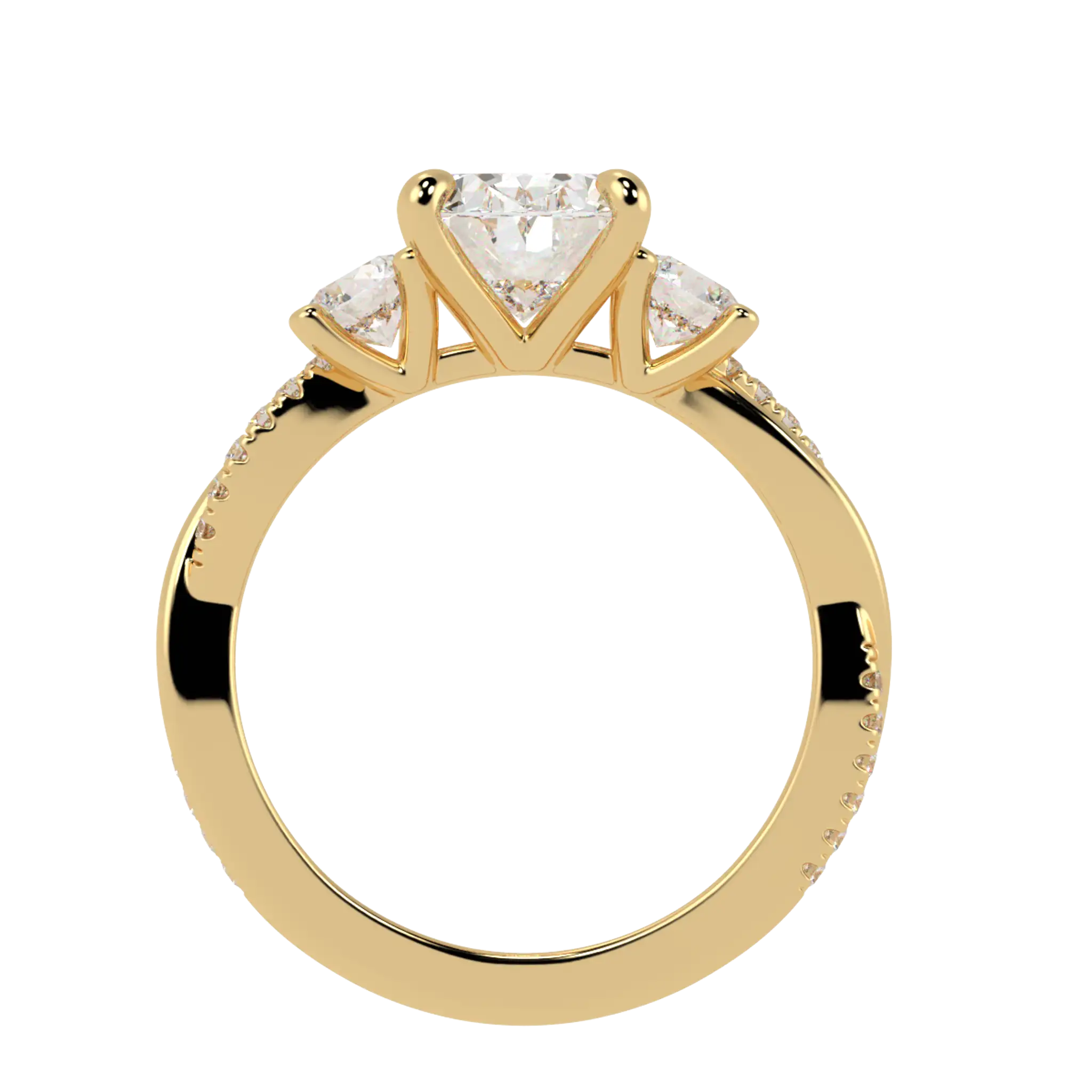 Jasmine 9K Yellow Gold Three Stone Engagement Ring | Oval Shape