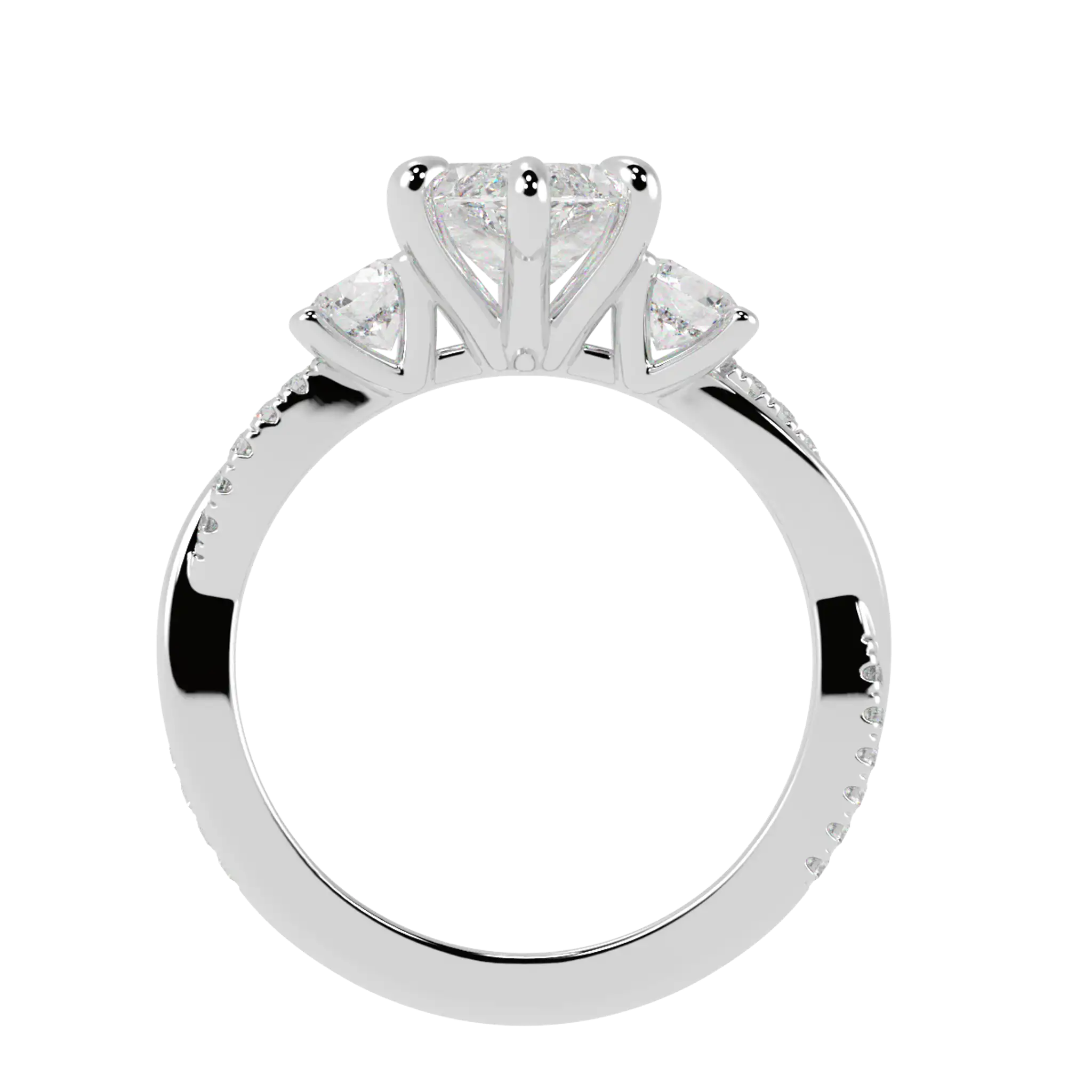 Bague de fiançailles Jasmine en or blanc 18 carats avec trois pierres | Forme marquise