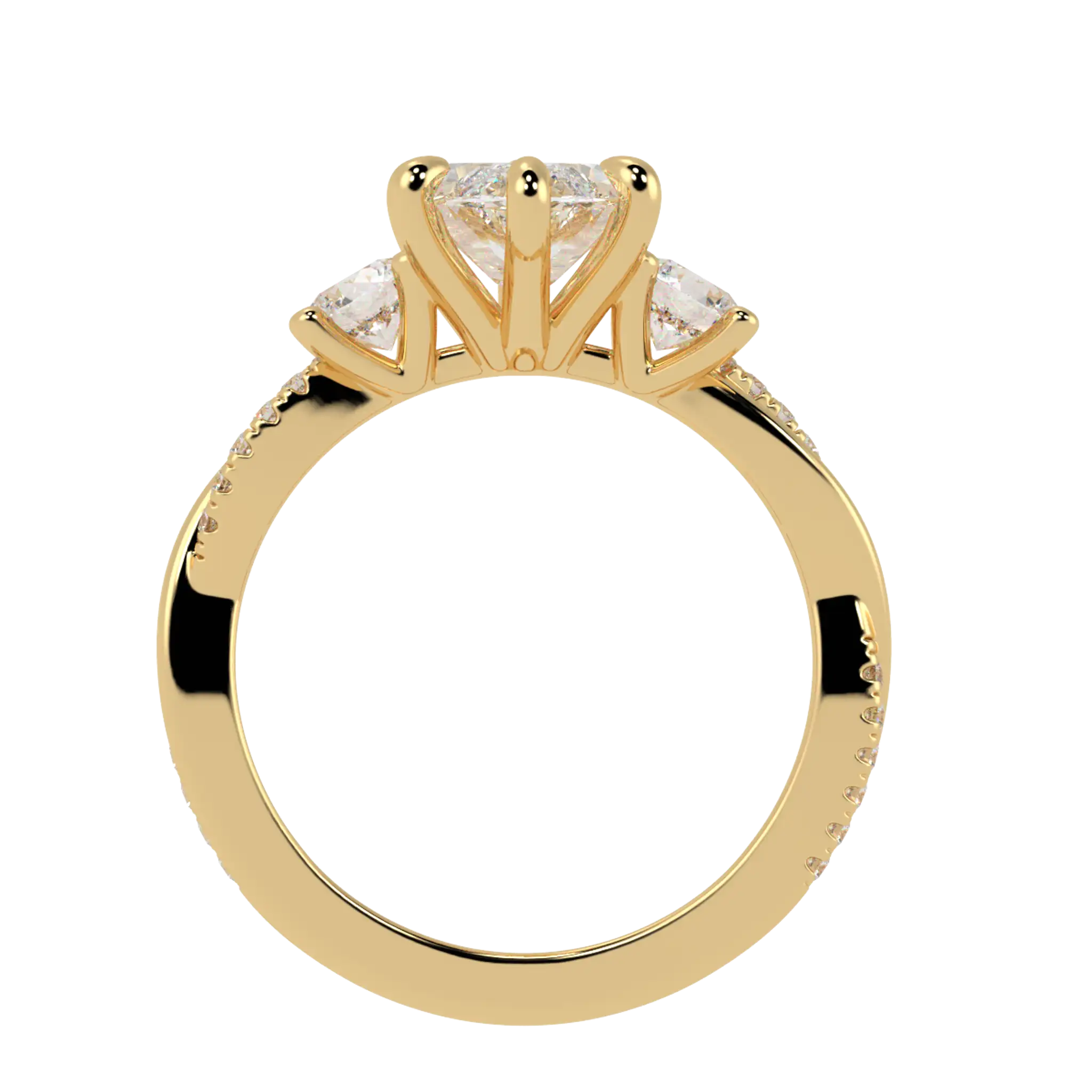 Jasmine 9K Yellow Gold Three Stone Engagement Ring | Marquise Shape