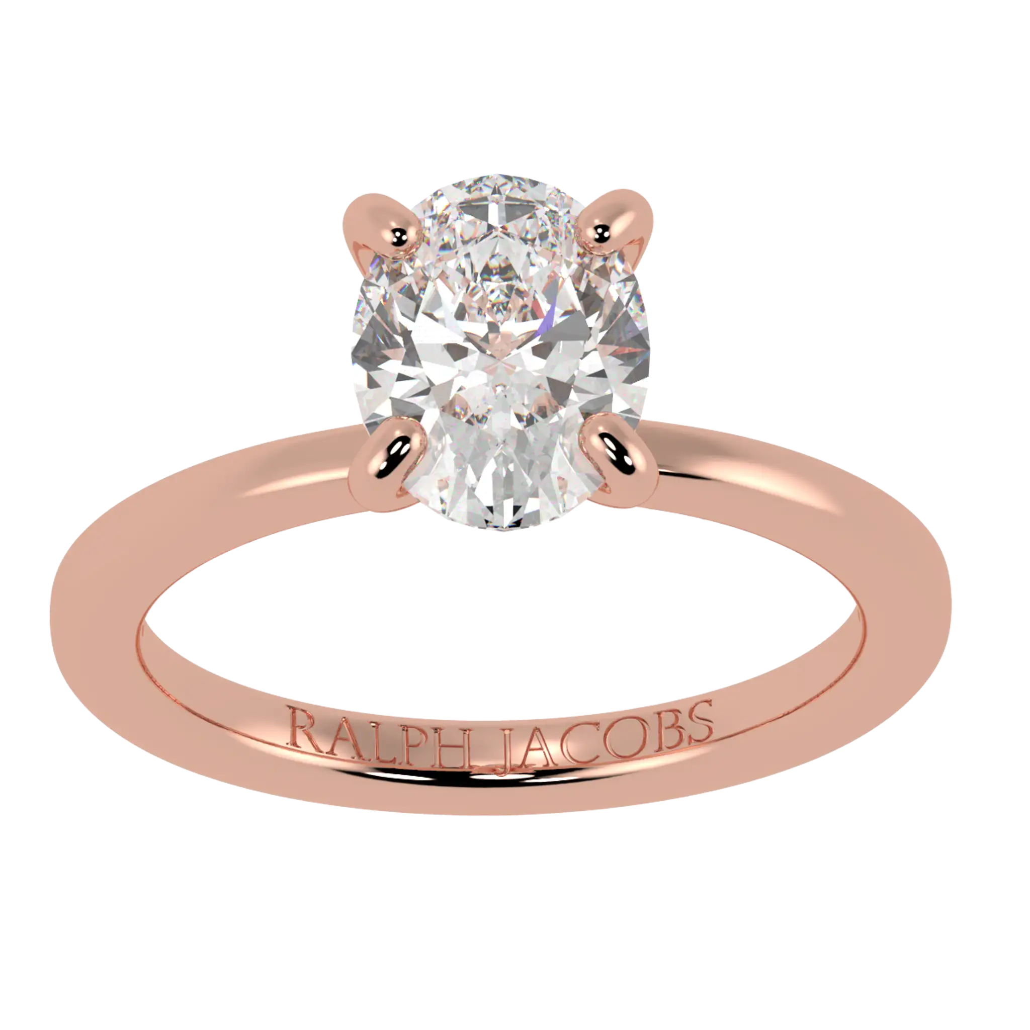 Bague de fiançailles en or rose 14 carats Raylee avec halo caché | Diamant de forme ovale