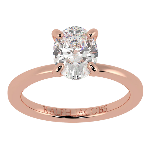 Raylee 14K Rose Gold Hidden Halo Engagement Ring | Oval Shape Diamond