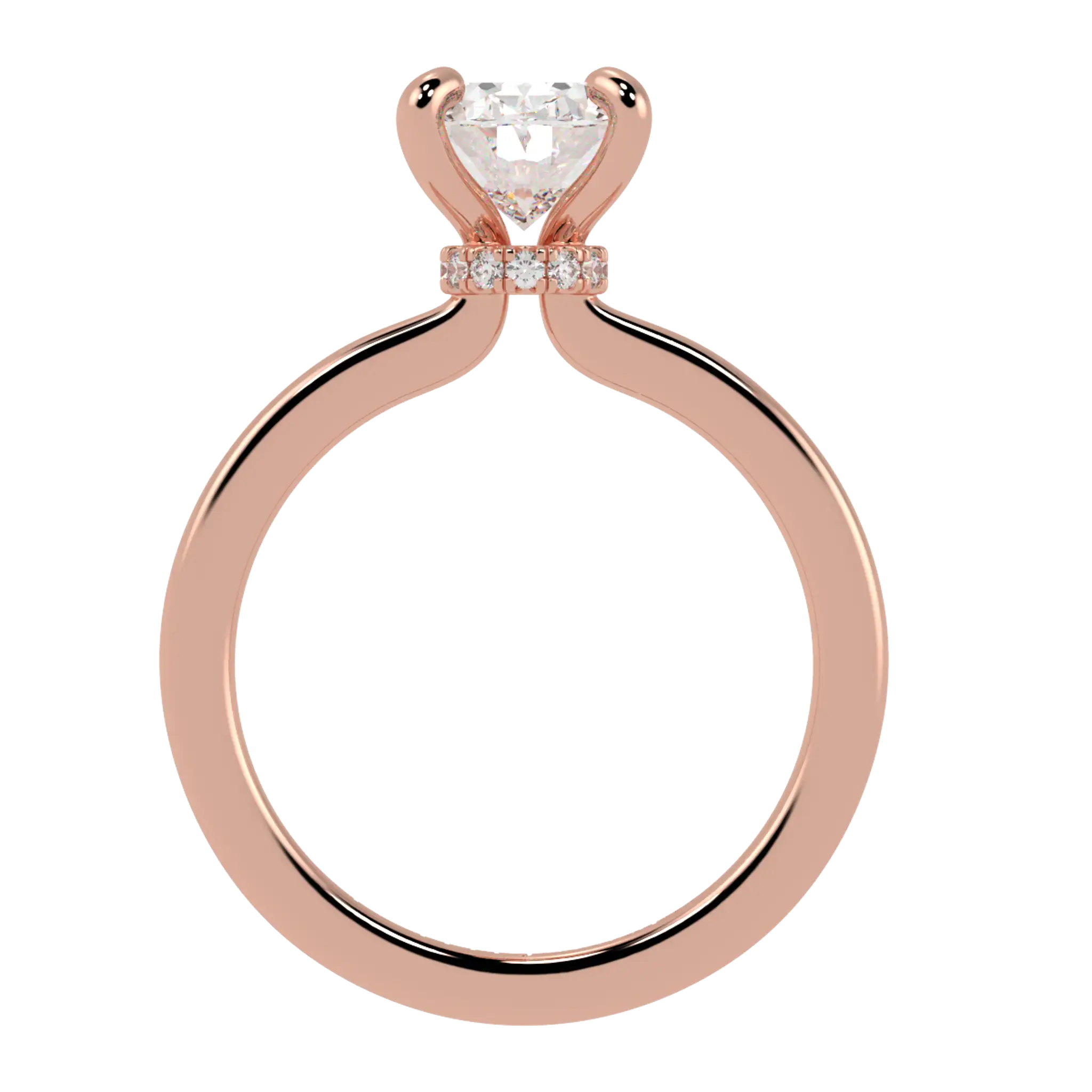 Bague de fiançailles en or rose 14 carats Raylee avec halo caché | Diamant de forme ovale