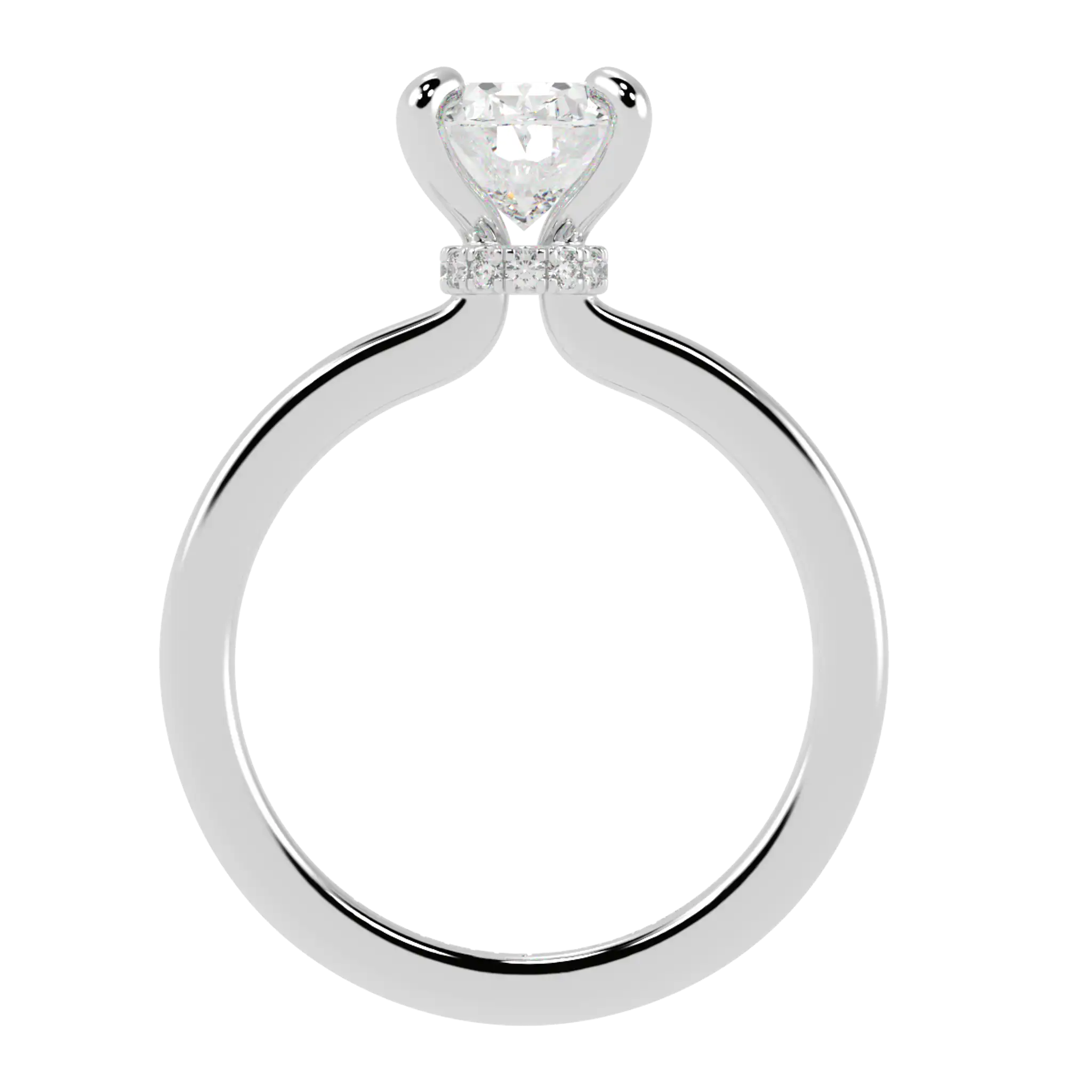 Bague de fiançailles en or blanc 9 carats Raylee avec halo caché | Diamant de forme ovale