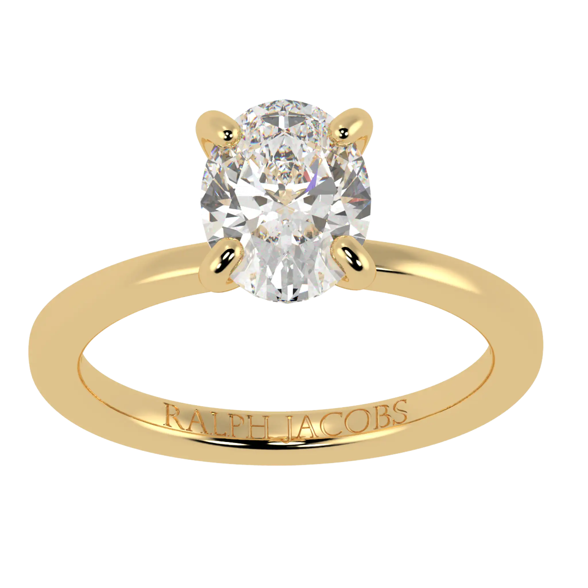 Bague de fiançailles en or jaune 9 carats Raylee avec halo caché | Diamant de forme ovale