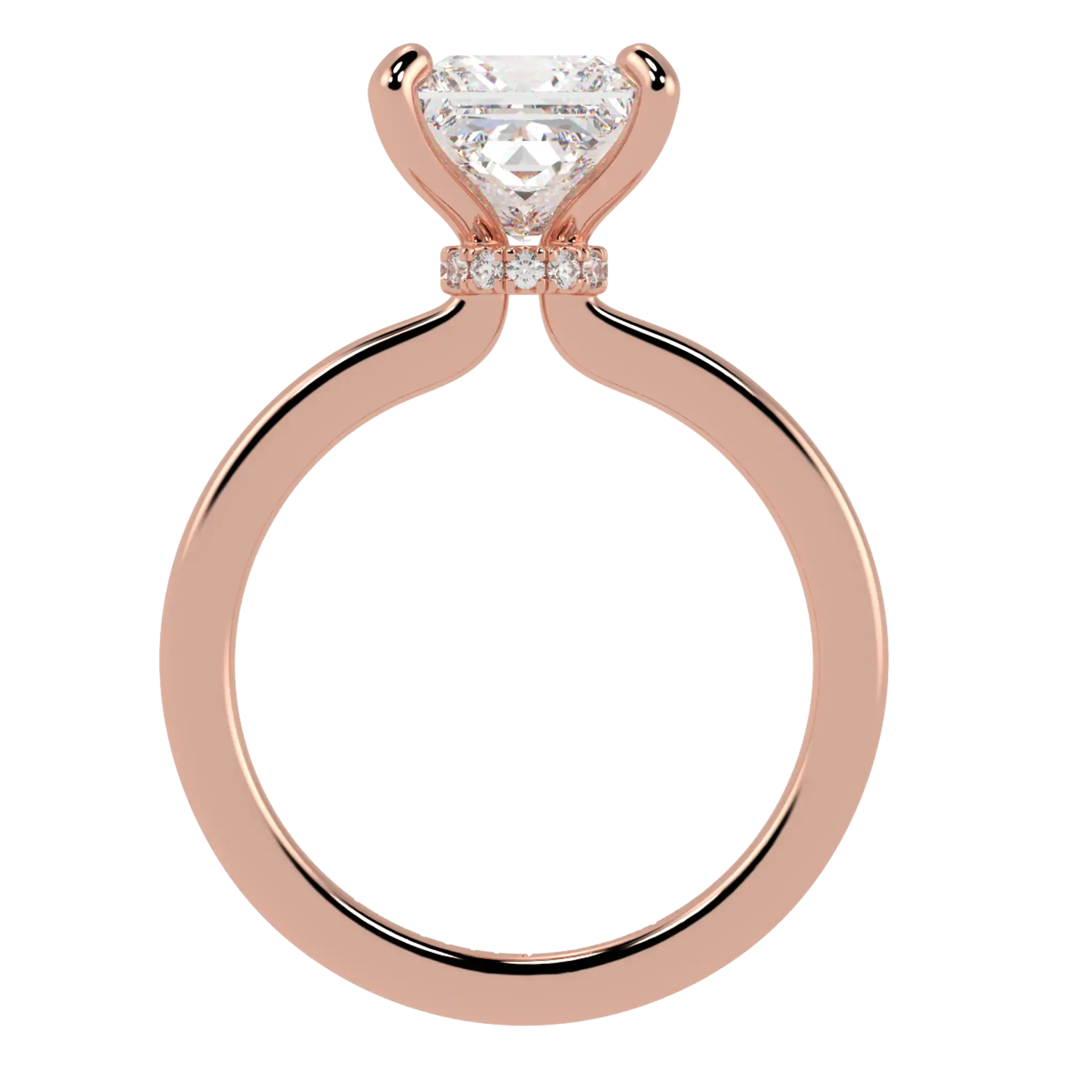 Bague de fiançailles en or rose 14 carats Raylee avec halo caché | Forme princesse