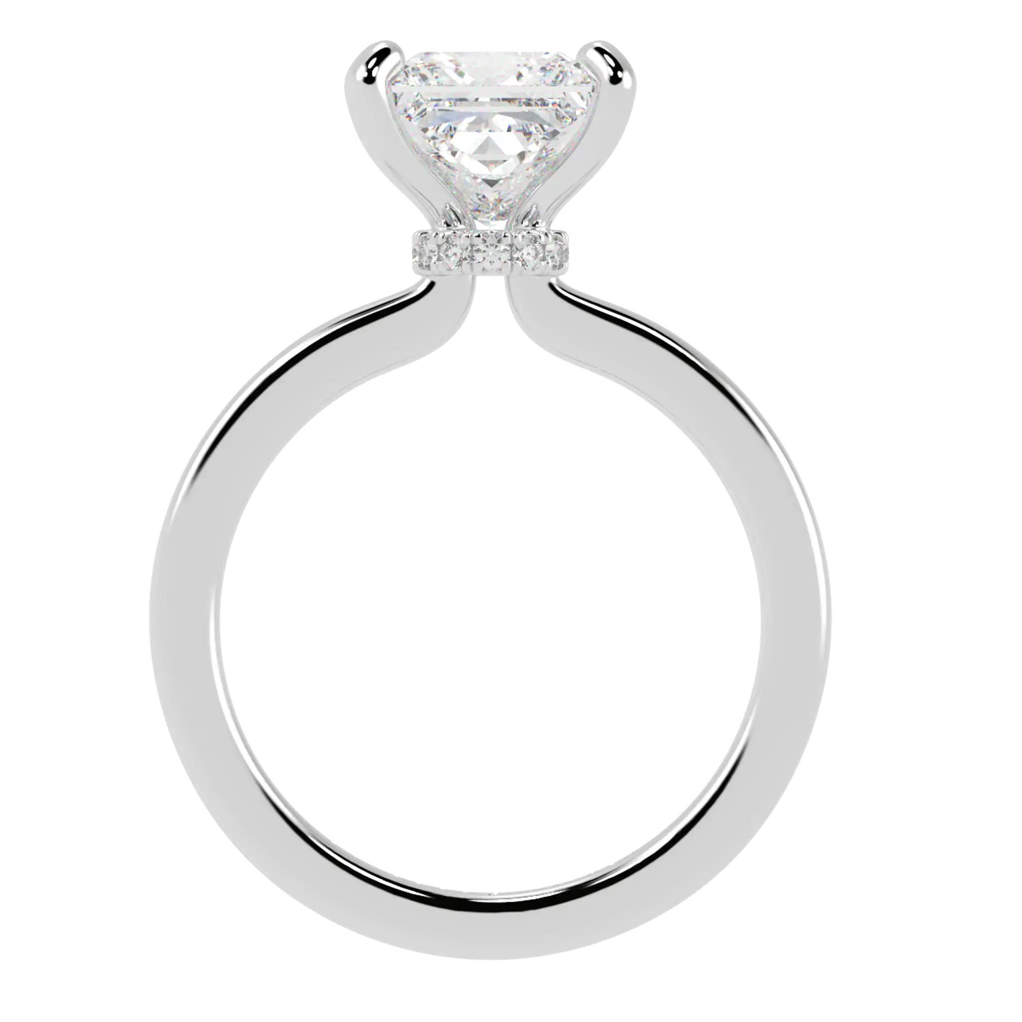 Bague de fiançailles en or blanc 9 carats Raylee avec halo caché | Forme princesse