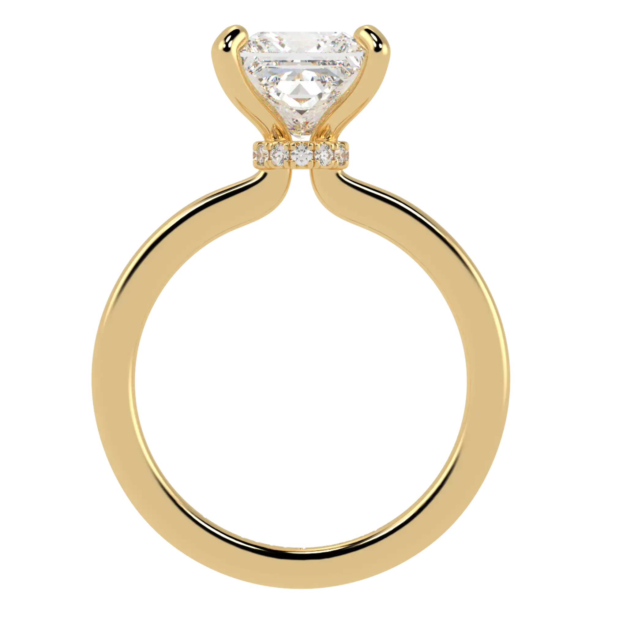 Raylee 18K Yellow Gold Hidden Halo Engagement Ring | Princess Shape