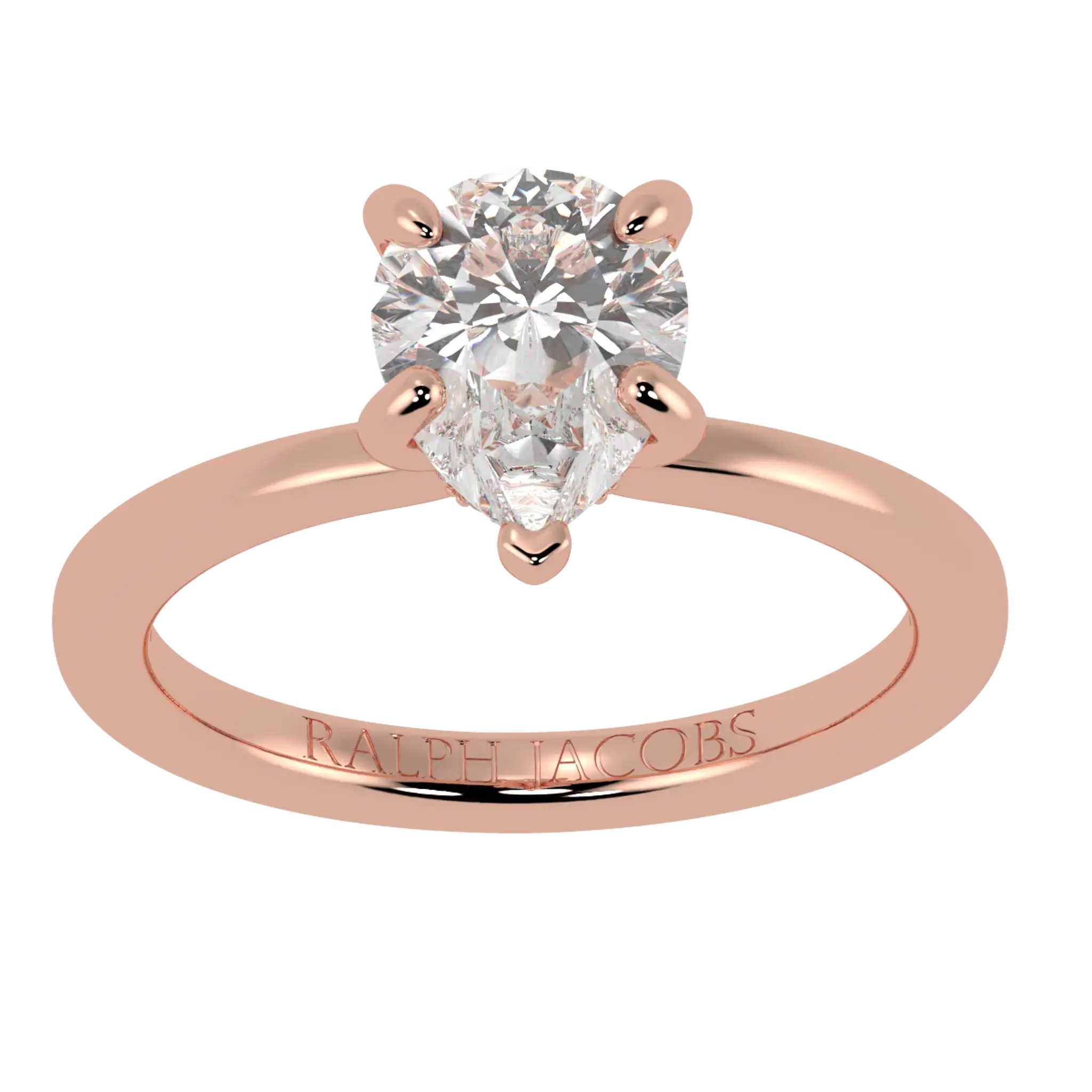 Bague de fiançailles en or rose 14 carats Raylee avec halo caché | Forme poire