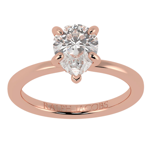 Raylee 14K Rose Gold Hidden Halo Engagement Ring | Pear Shape