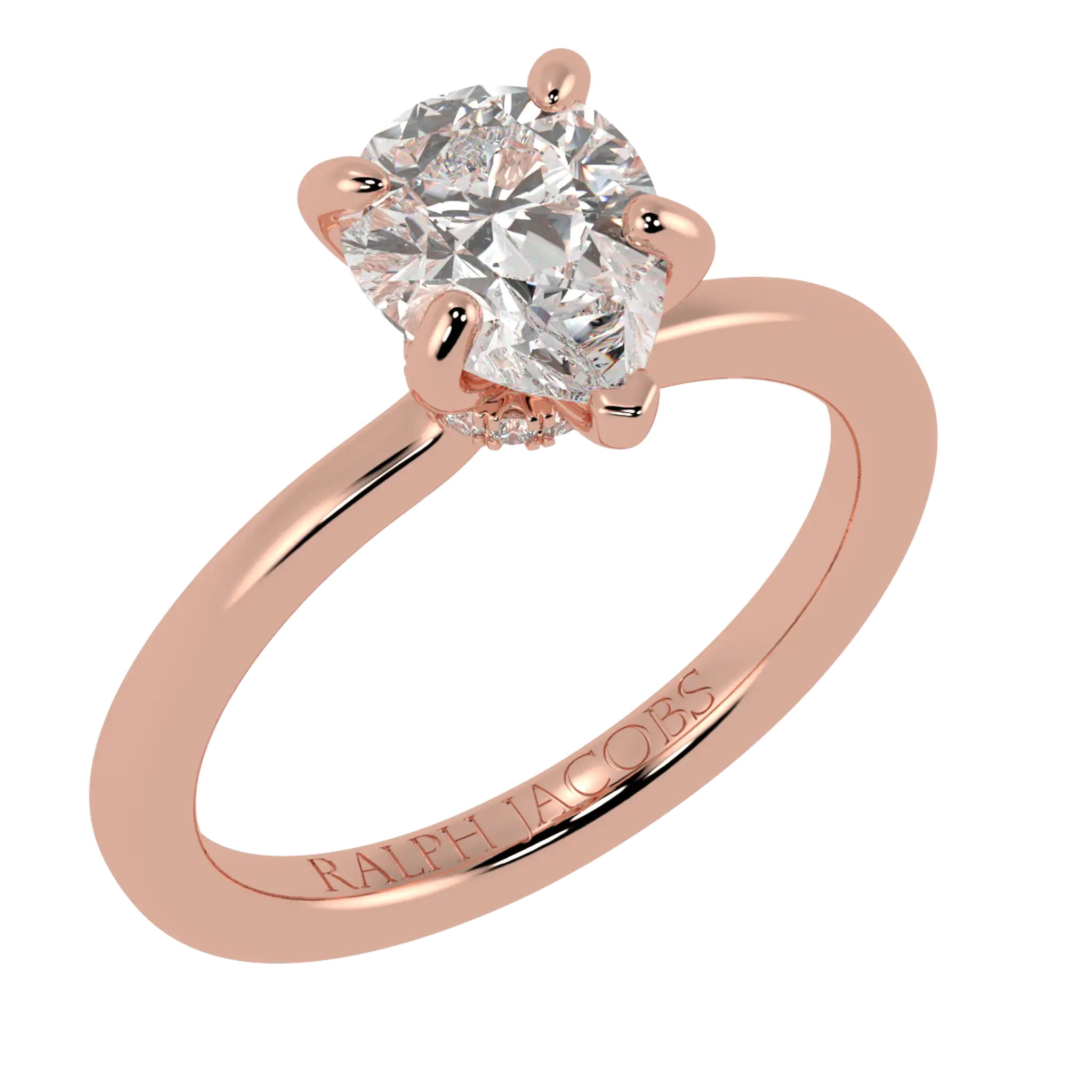 Raylee 14K Rose Gold Hidden Halo Engagement Ring | Pear Shape