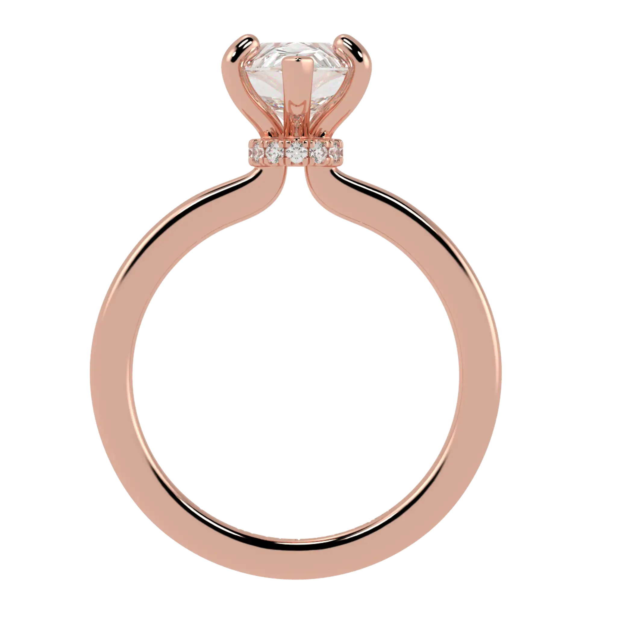 Bague de fiançailles en or rose 14 carats Raylee avec halo caché | Forme poire