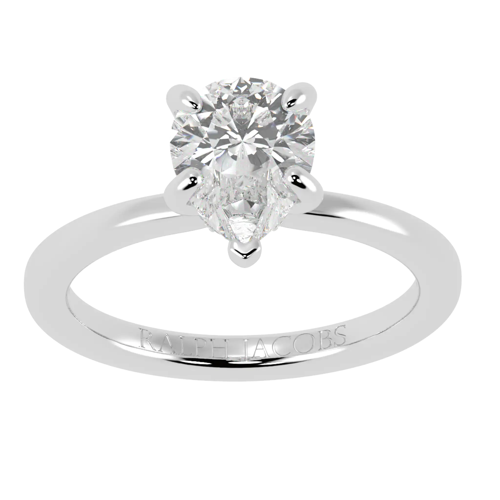 Raylee Platinum Hidden Halo Engagement Ring | Pear Shape