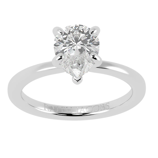 Raylee Platinum Hidden Halo Engagement Ring | Pear Shape