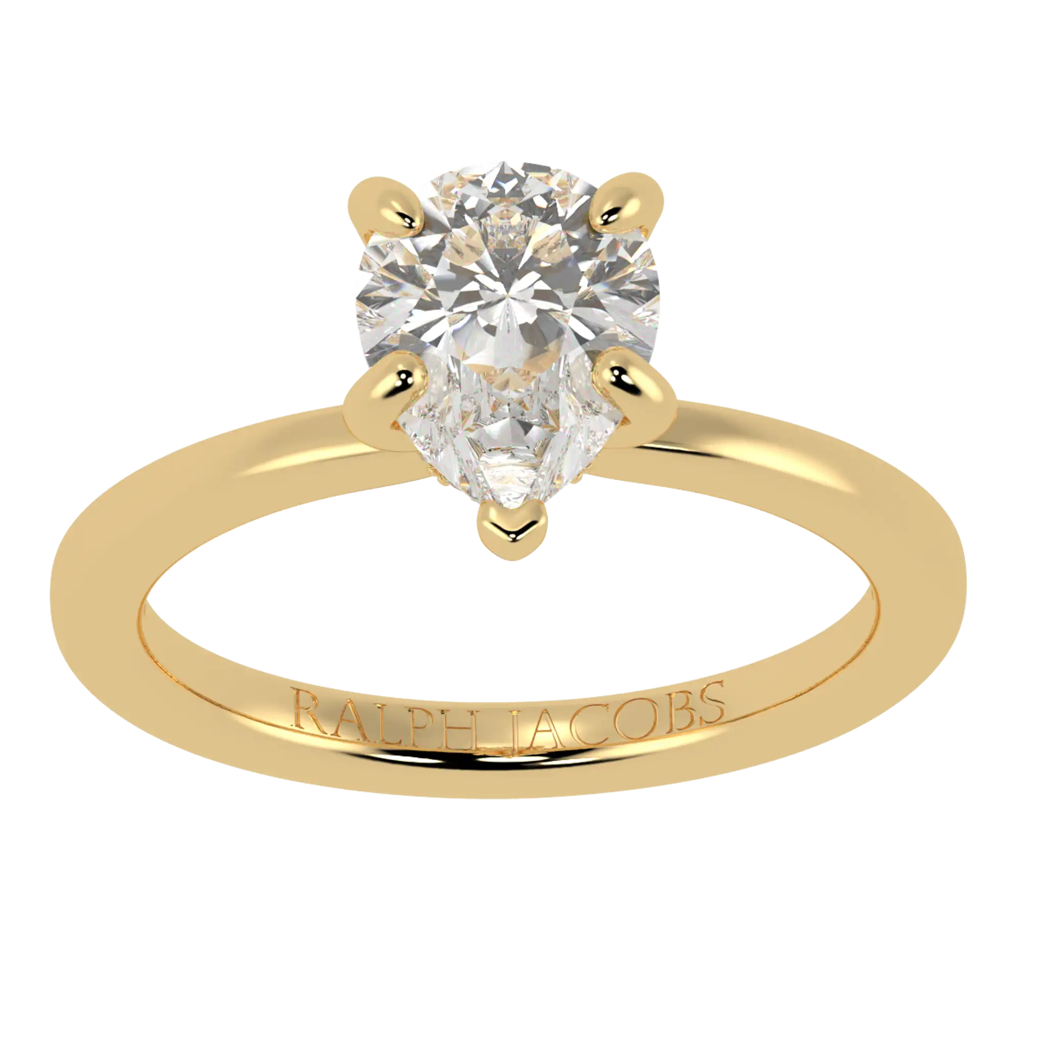 Bague de fiançailles en or jaune 9 carats Raylee avec halo caché | Forme poire