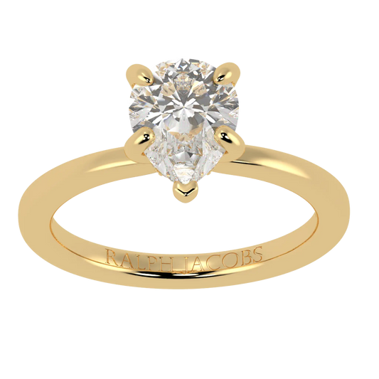 Raylee 9K Yellow Gold Hidden Halo Engagement Ring | Pear Shape