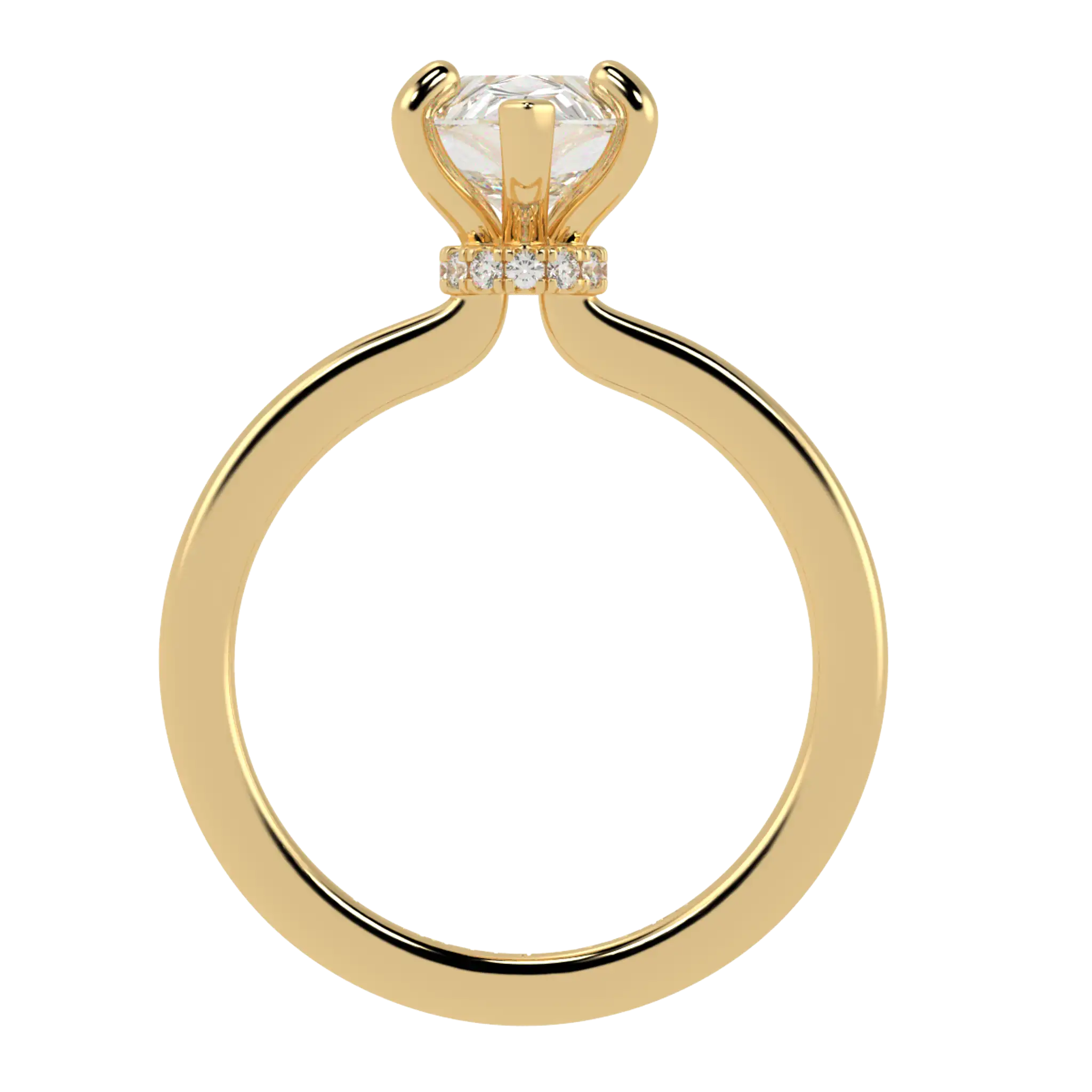 Raylee 9K Yellow Gold Hidden Halo Engagement Ring | Pear Shape