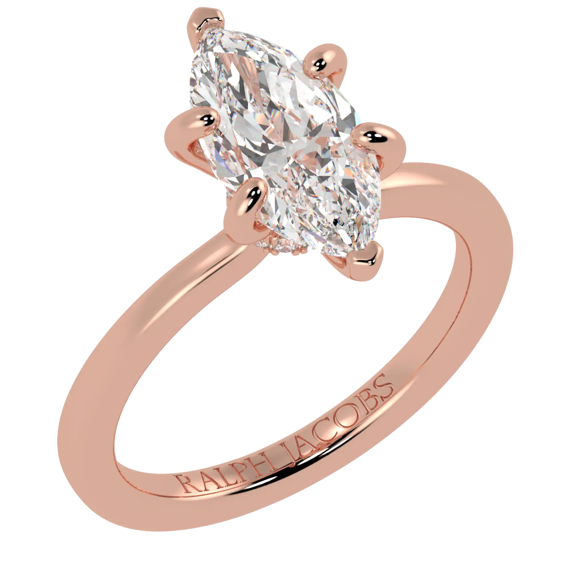 Raylee 14K Rose Gold Hidden Halo Engagement Ring | Marquise Shape