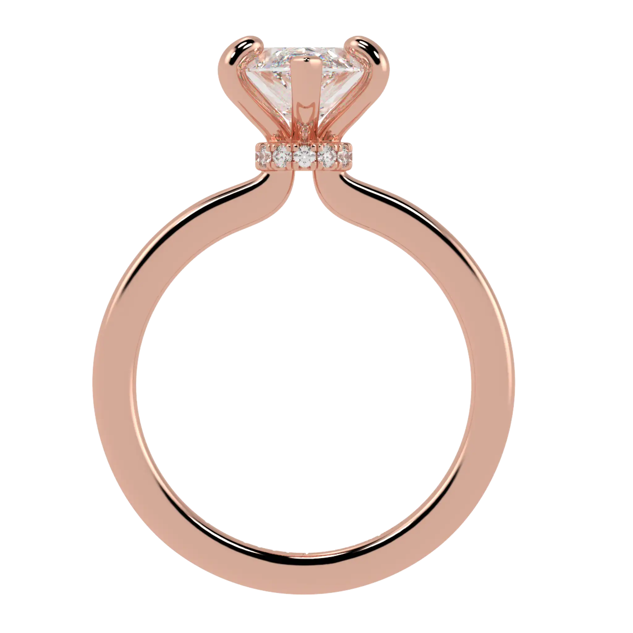 Bague de fiançailles en or rose 14 carats Raylee avec halo caché | Forme marquise