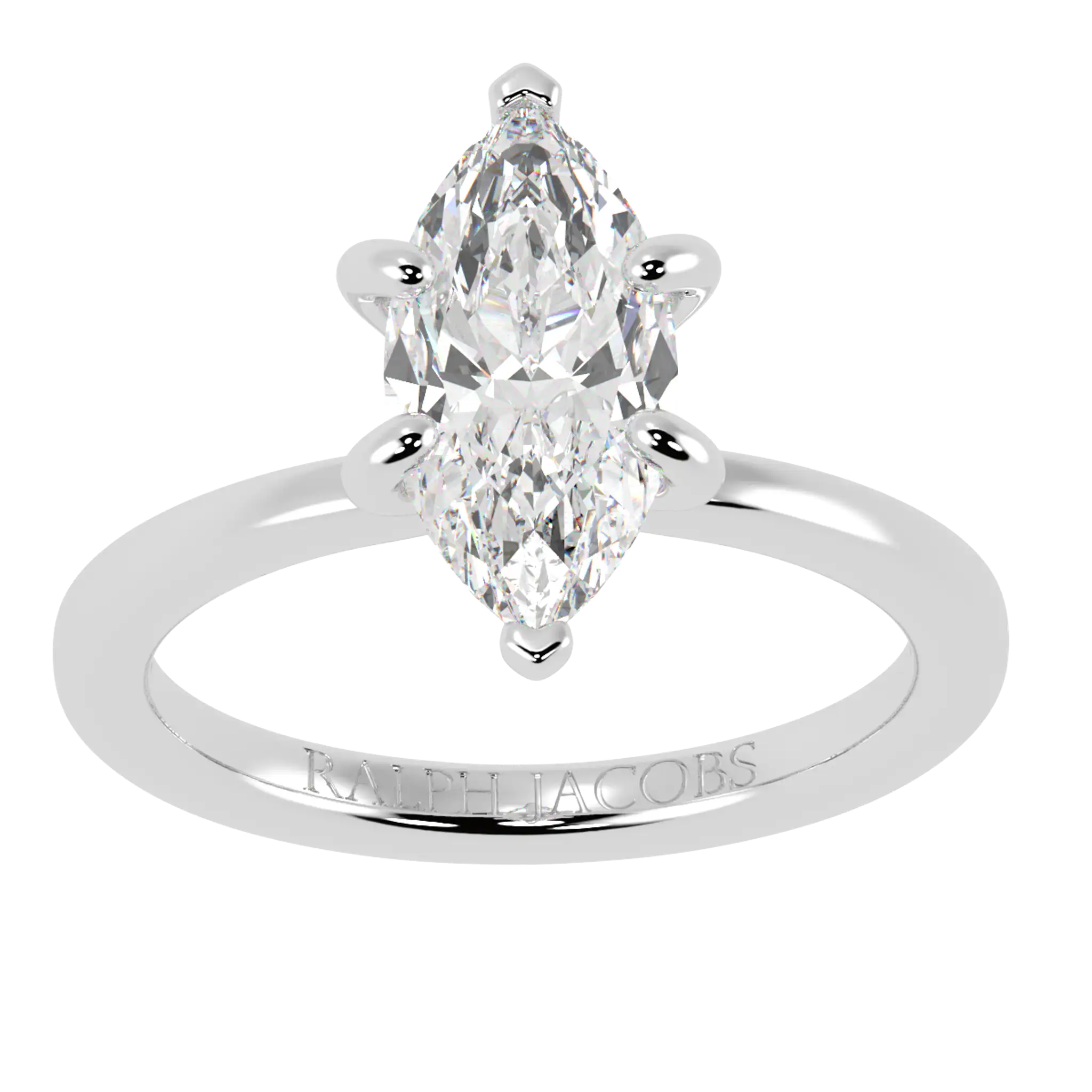 Raylee 18K White Gold Hidden Halo Engagement Ring | Marquise Shape