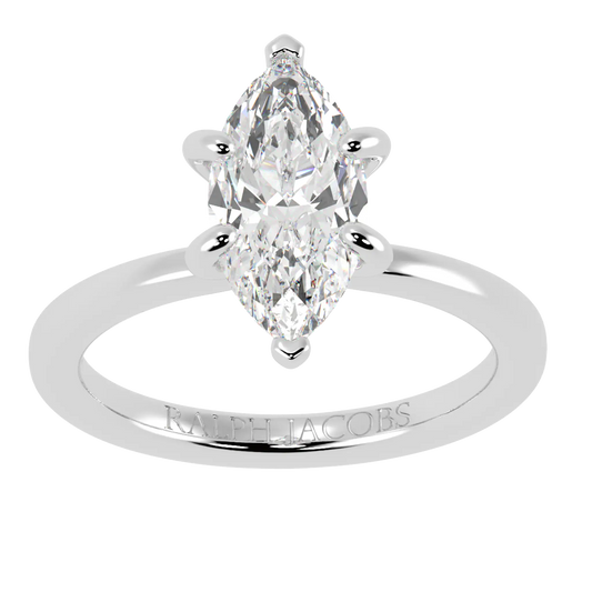 Raylee Platinum Hidden Halo Engagement Ring | Marquise Shape