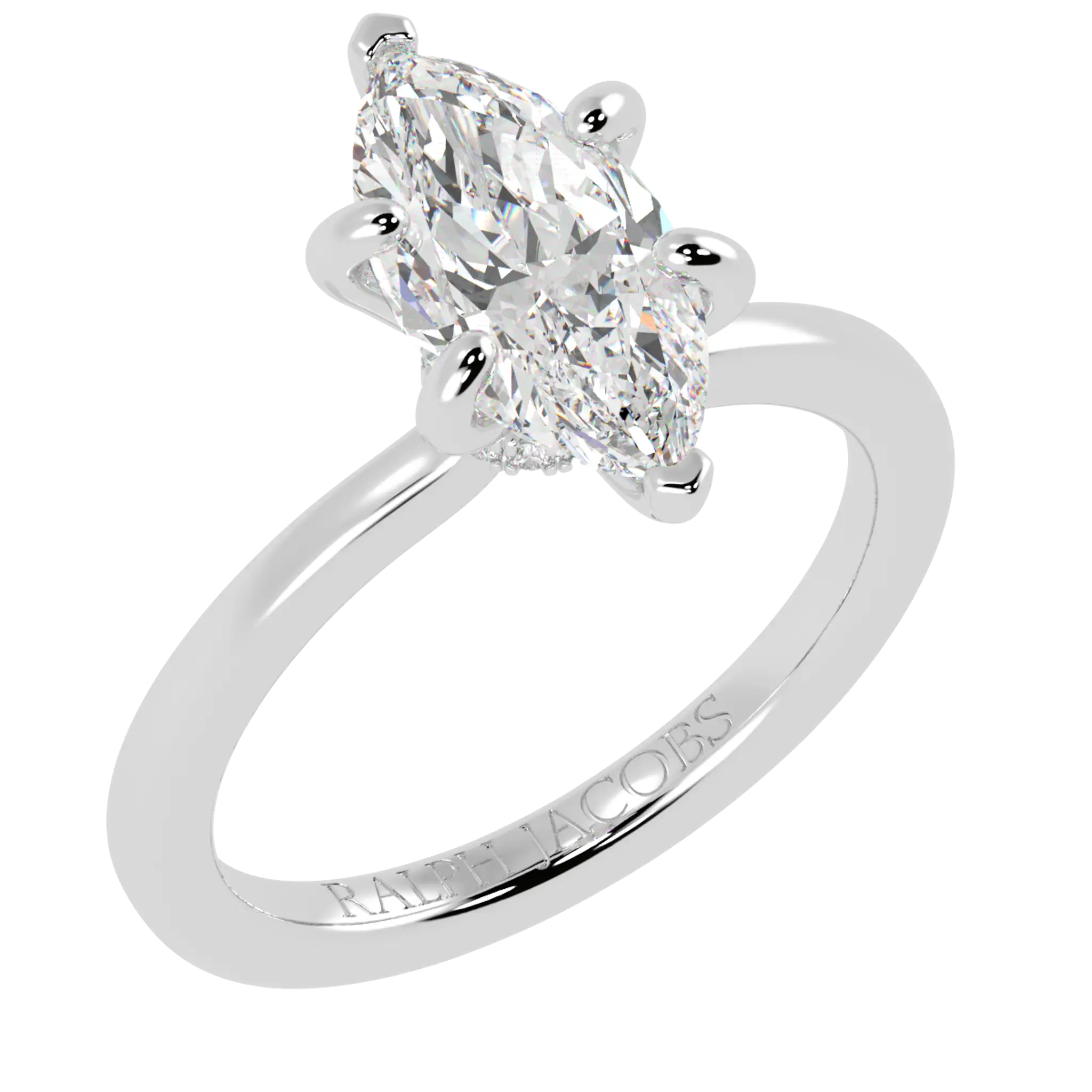 Raylee Platinum Hidden Halo Engagement Ring | Marquise Shape