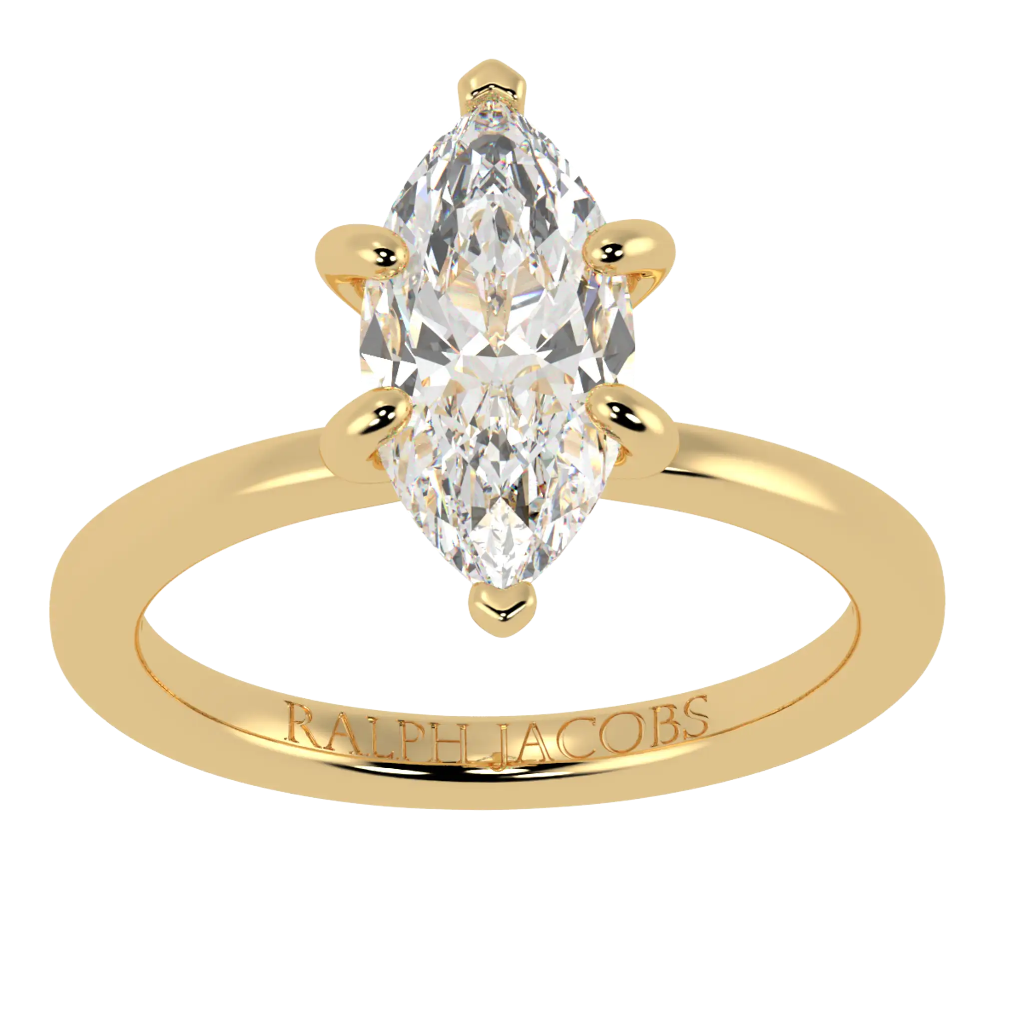 Bague de fiançailles en or jaune 18 carats Raylee avec halo caché | Forme marquise