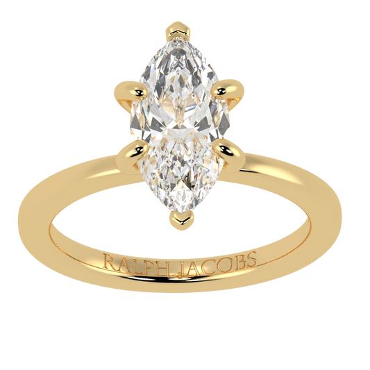 Raylee 18K Yellow Gold Hidden Halo Engagement Ring | Marquise Shape