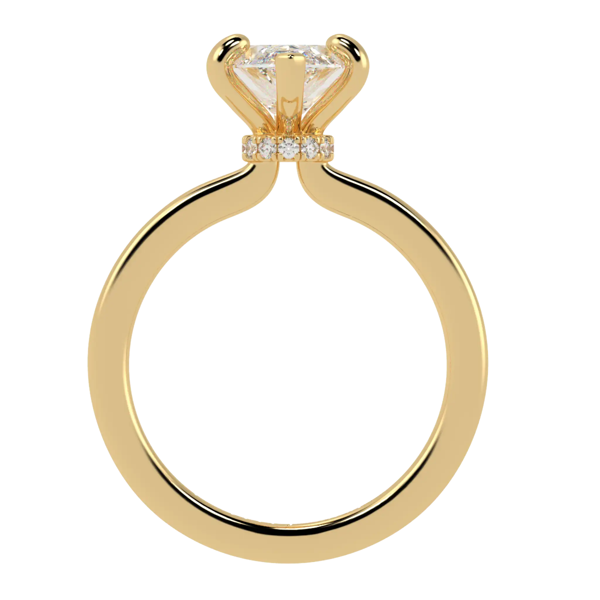 Raylee 18K Yellow Gold Hidden Halo Engagement Ring | Marquise Shape