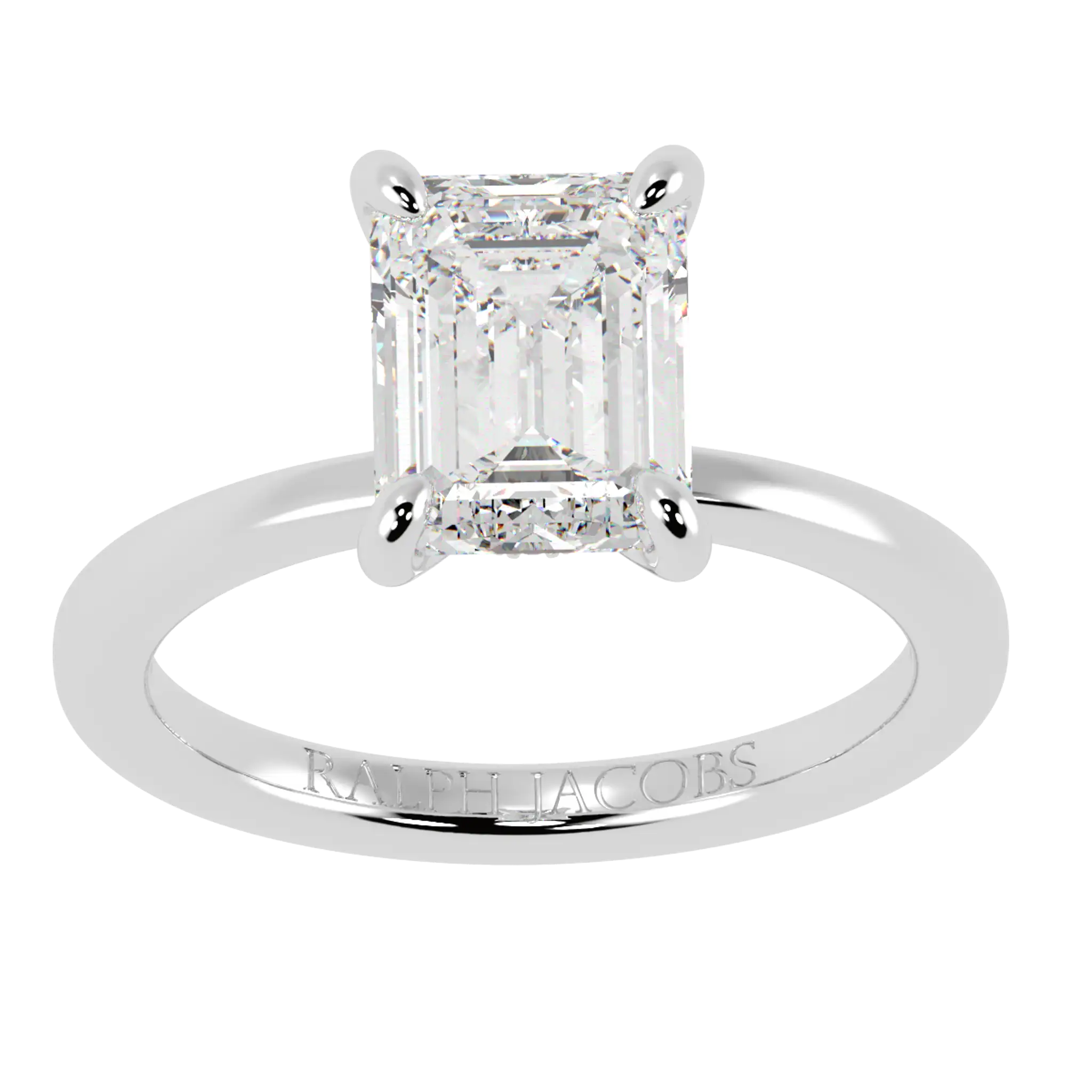 Bague de fiançailles Raylee Platinum Hidden Halo | Forme émeraude