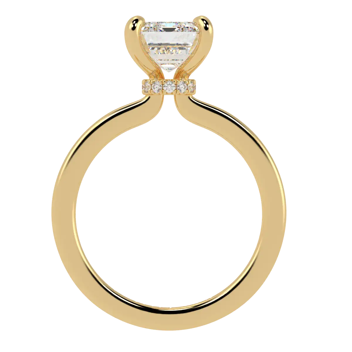 Raylee 9K Yellow Gold Hidden Halo Engagement Ring | Emerald Shape