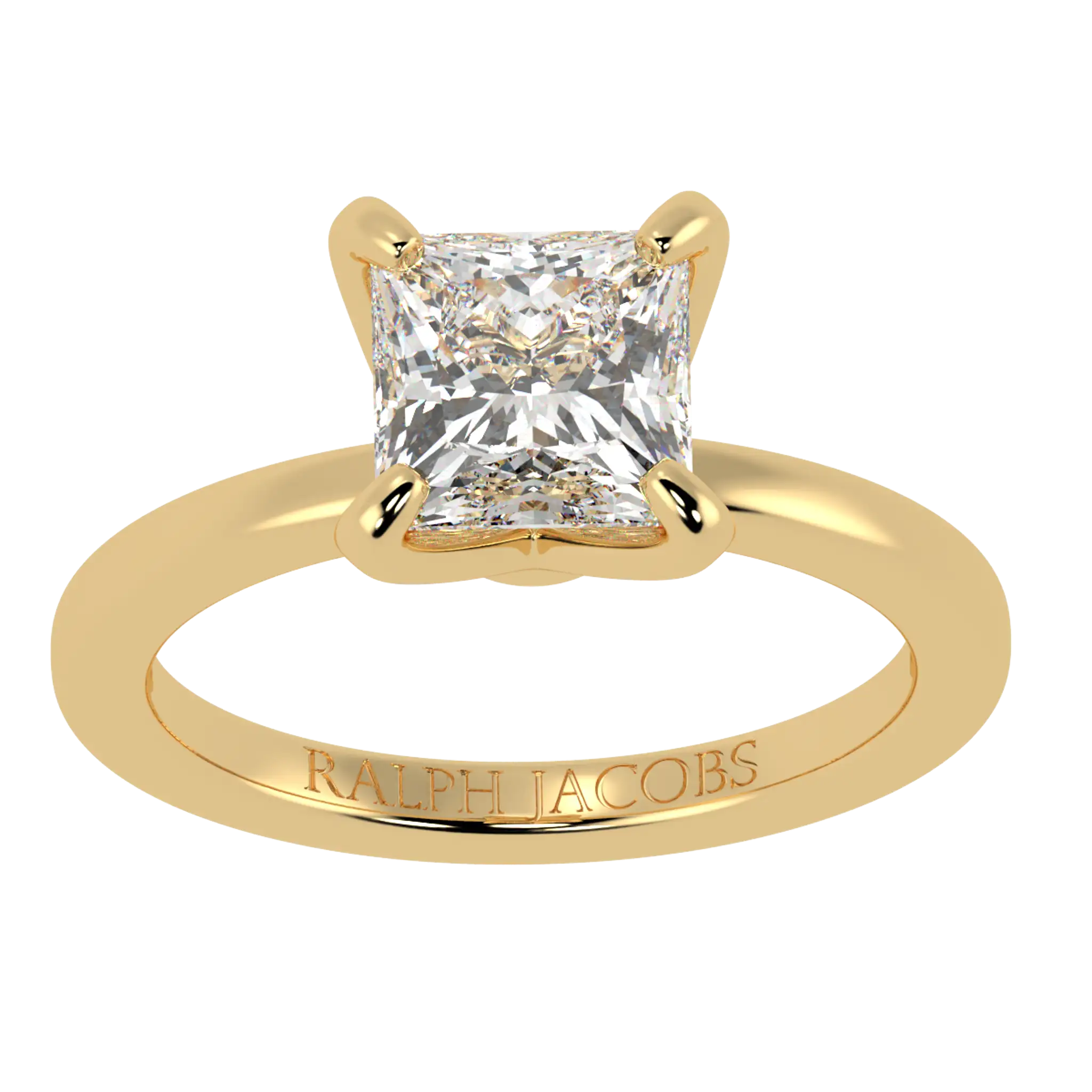 Bague de fiançailles solitaire Betty en or jaune 18 carats | Forme princesse